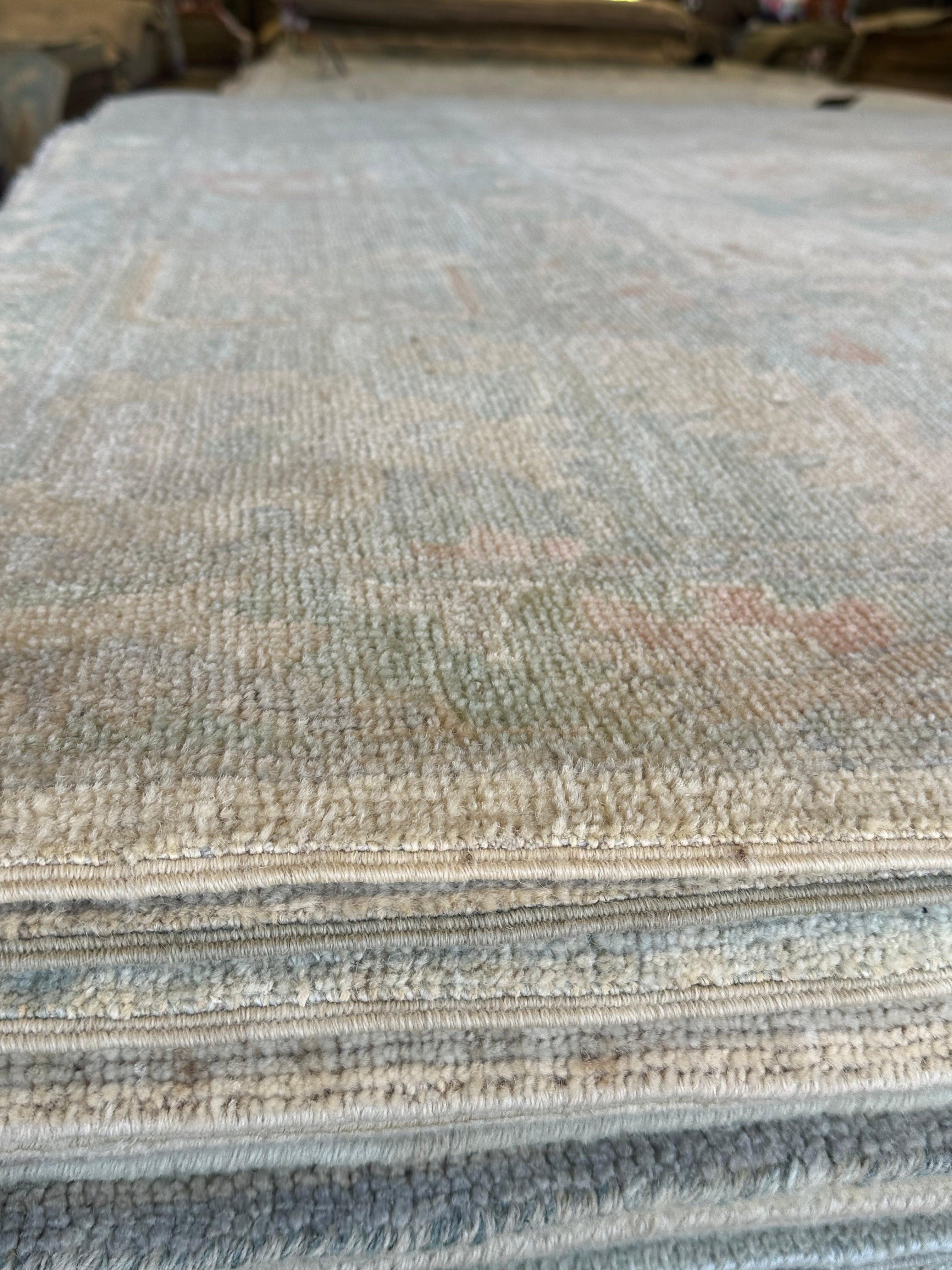 Erin Dicker 9.2x11.11 Green Afghani Whitewashed Oushak