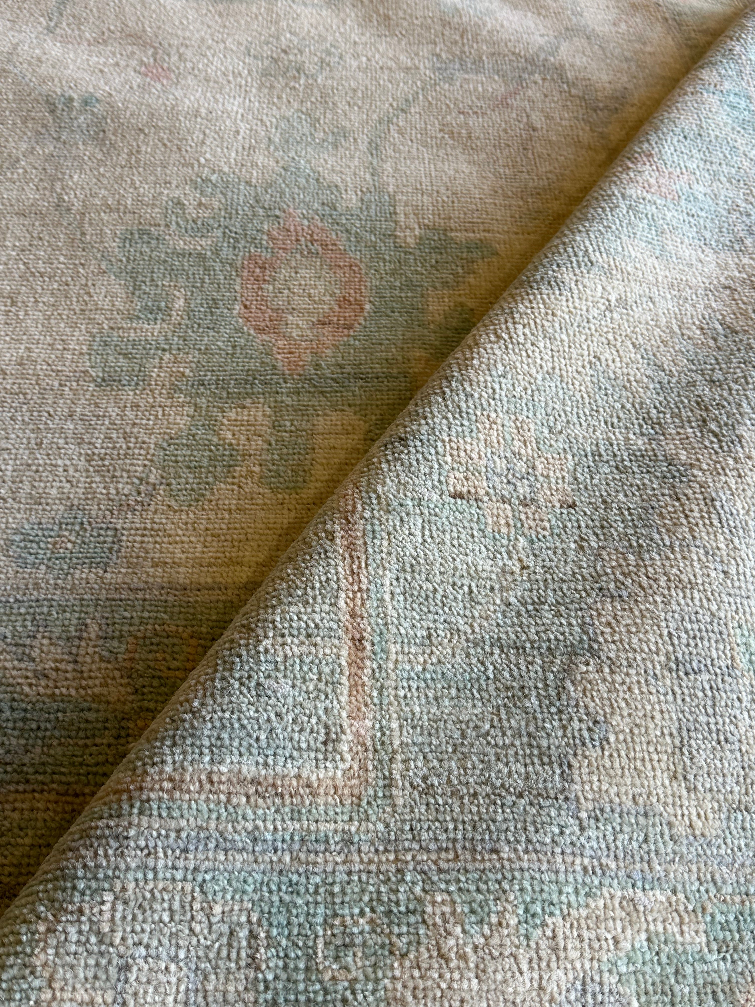 Erin Dicker 9.2x11.11 Green Afghani Whitewashed Oushak