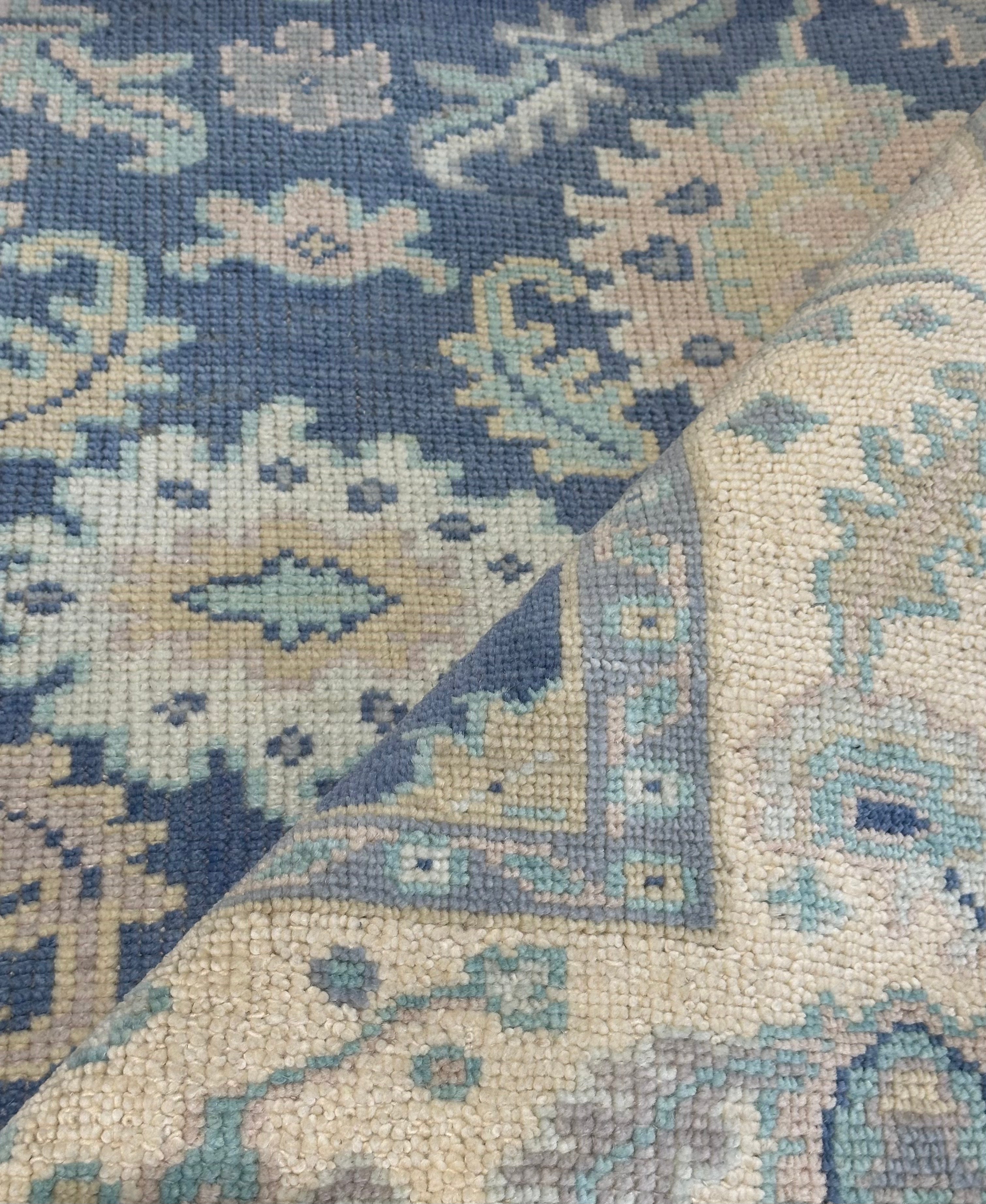 Dr. Wendy Chin 5.3x8 Blue Hand-Knotted Oushak