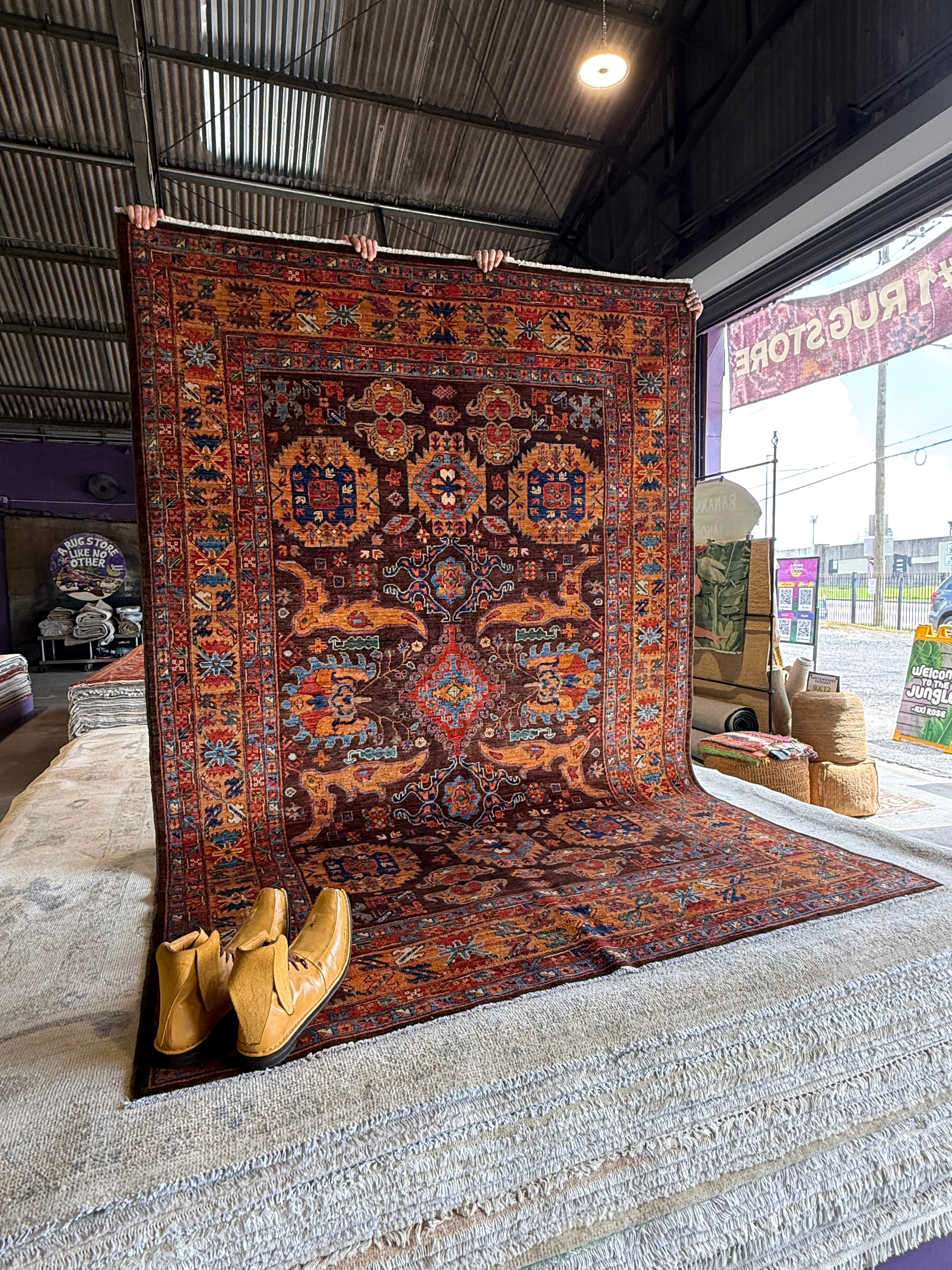 Maria T. Bierniak 6x8.10 Orange Hand-Knotted Humna Rug