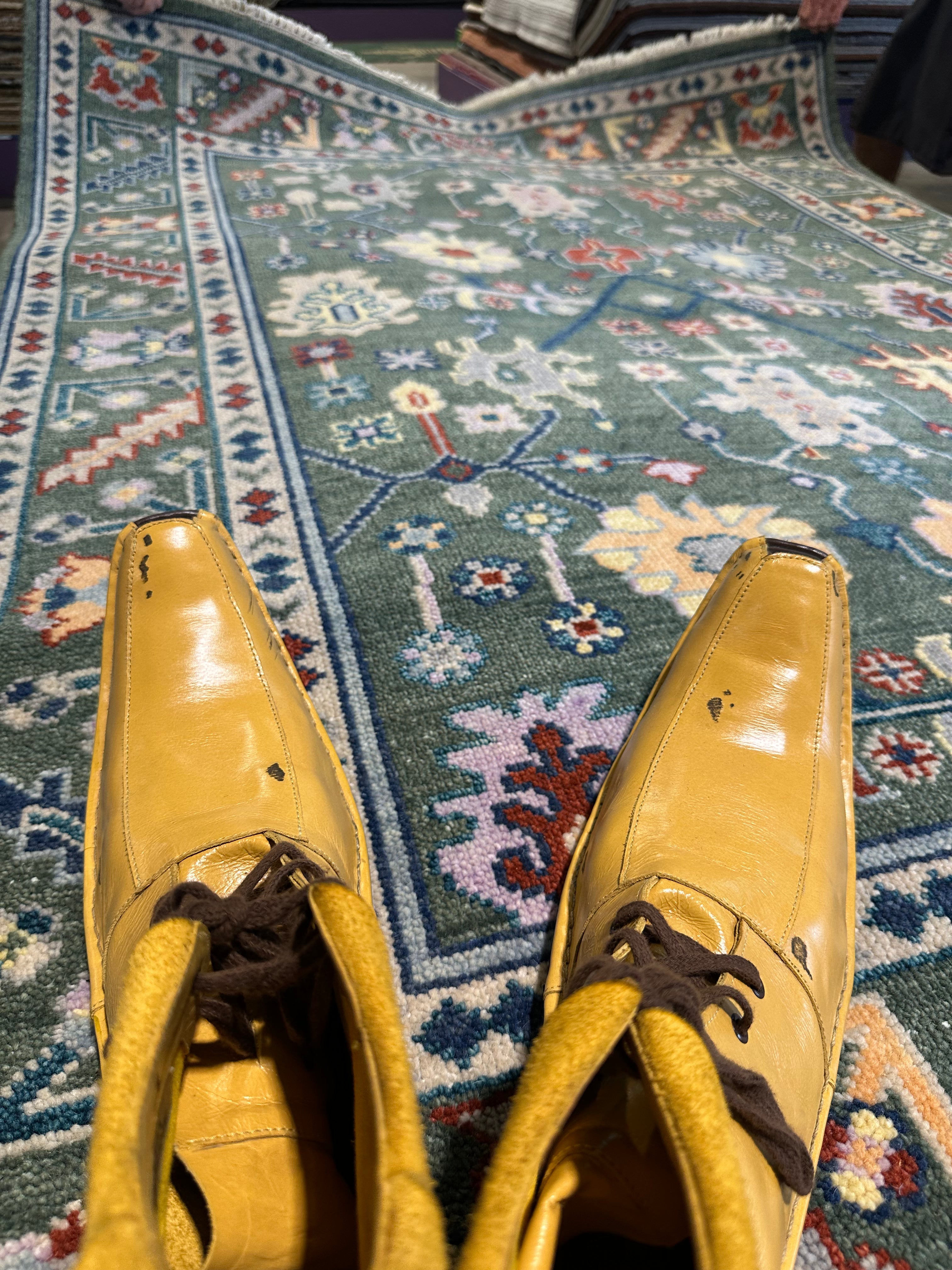 Marrina 5.3x7.3 Green Hand-Knotted Oushak Rug