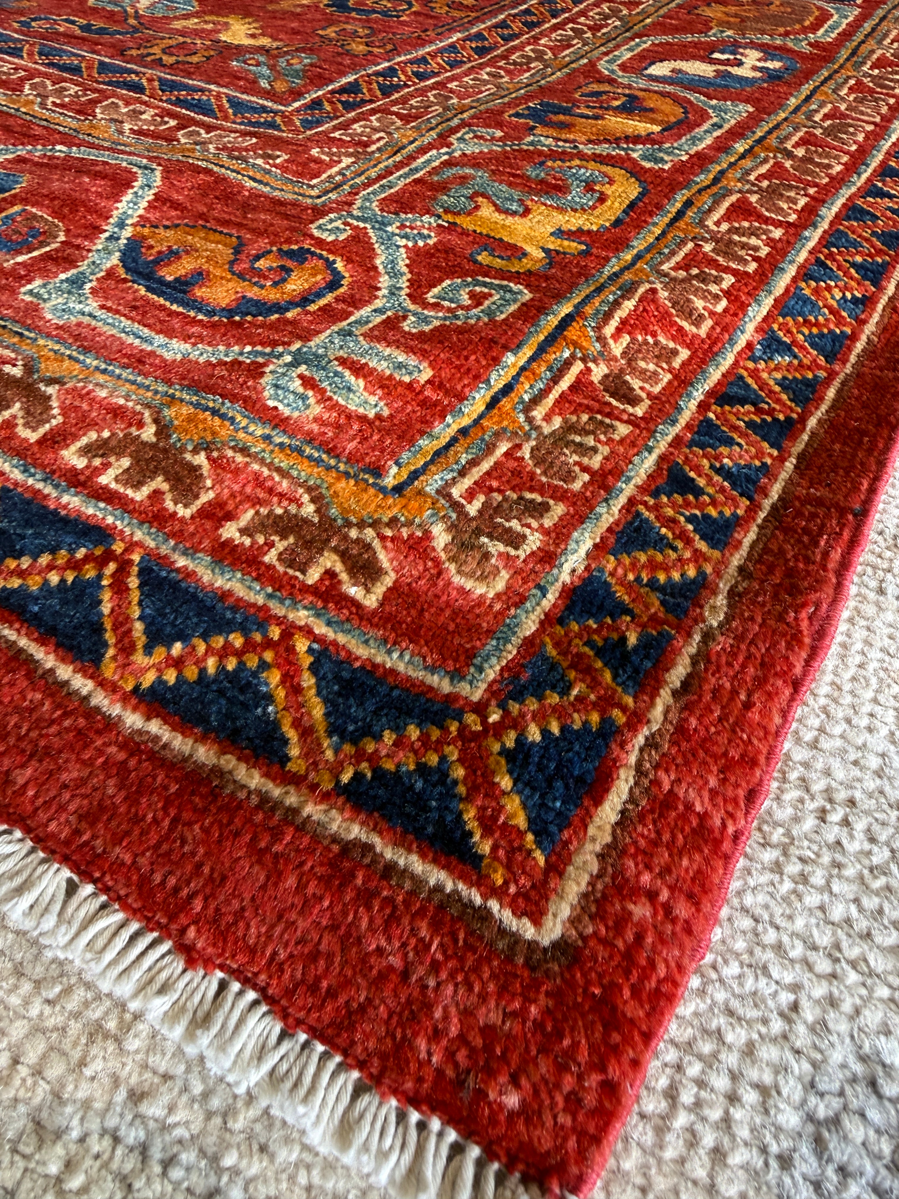 Kate Emery 5.10x9.1 Red Hand-Knotted Humna Rug