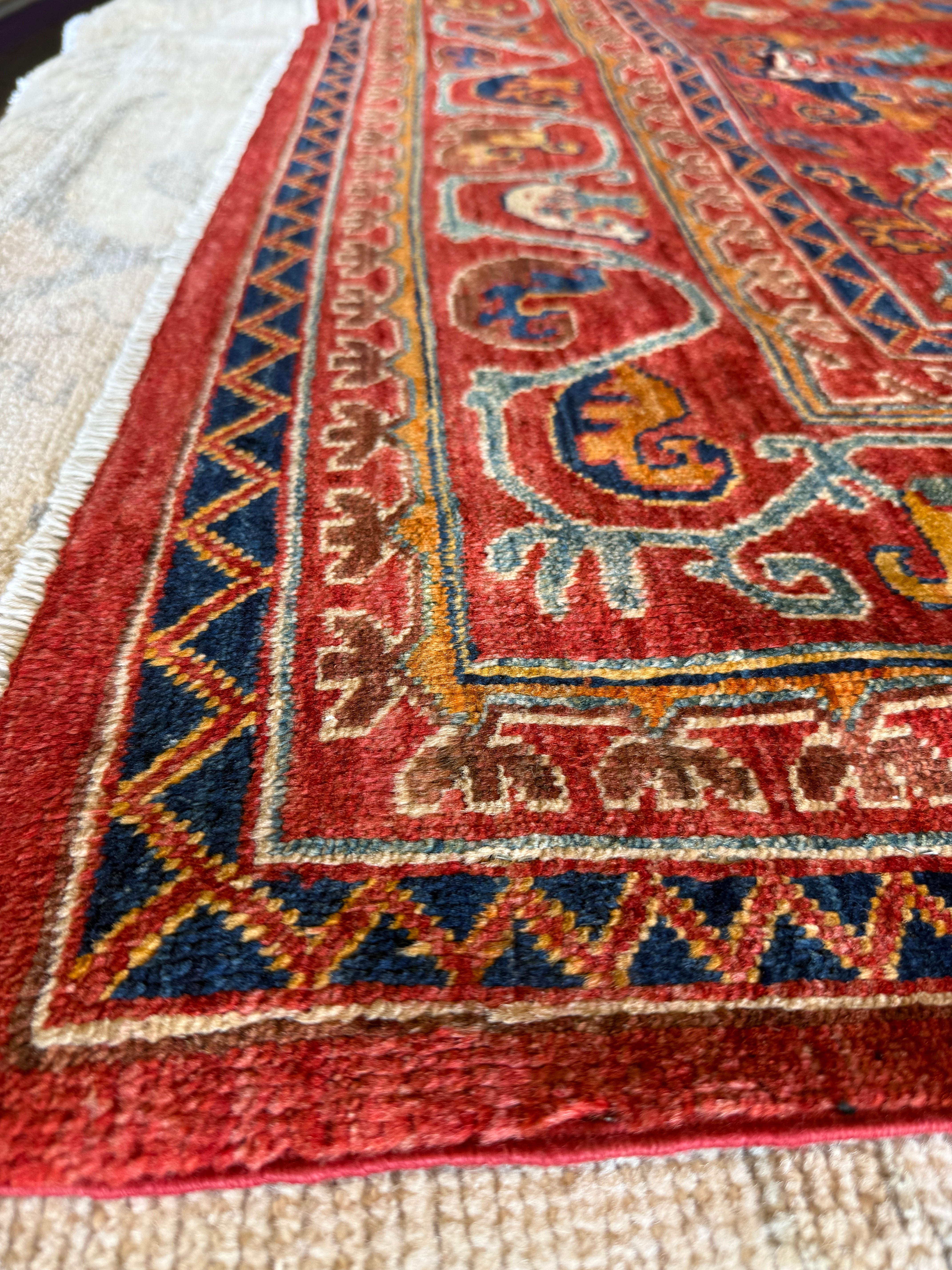 Kate Emery 5.10x9.1 Red Hand-Knotted Humna Rug