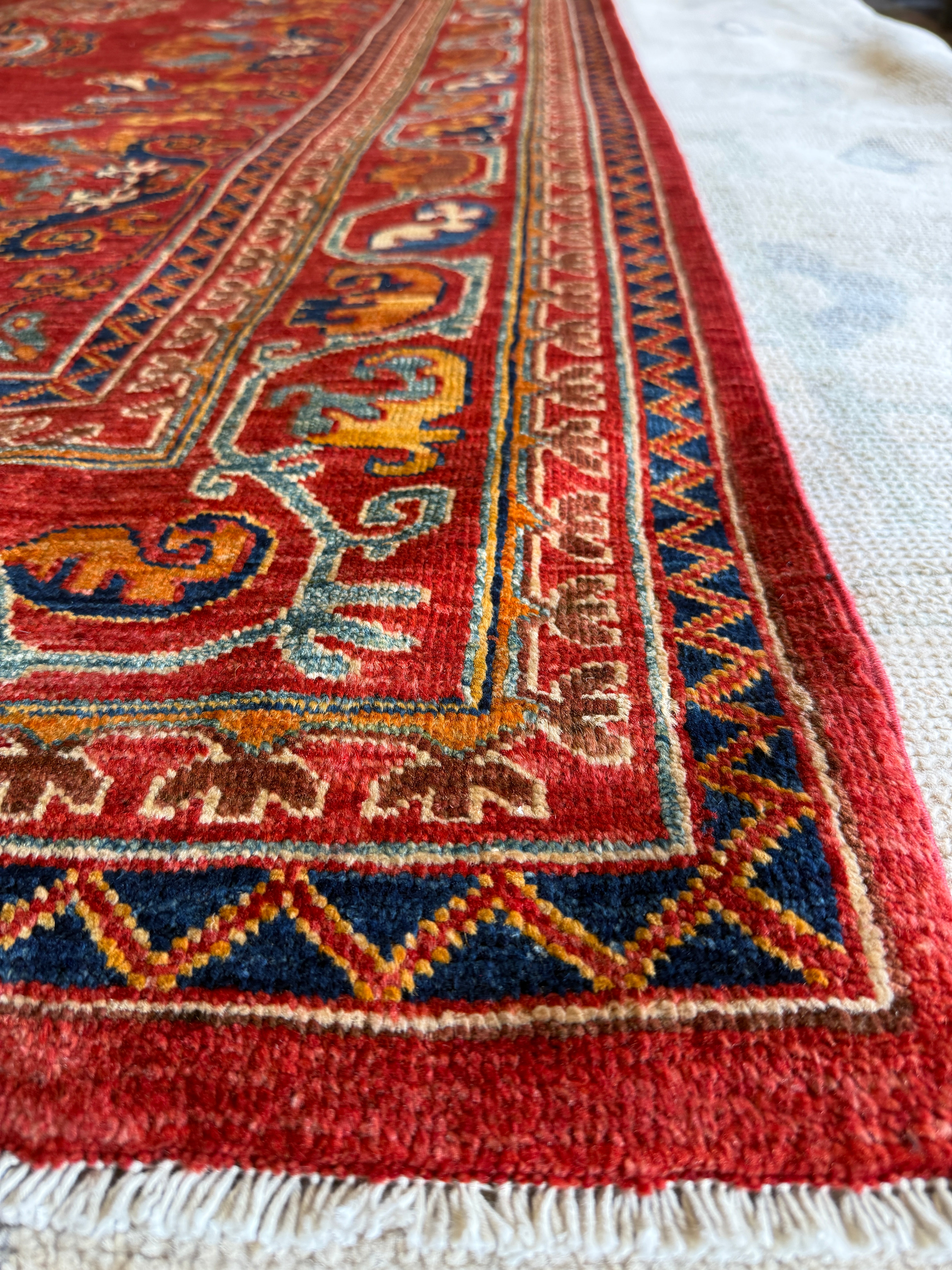 Kate Emery 5.10x9.1 Red Hand-Knotted Humna Rug