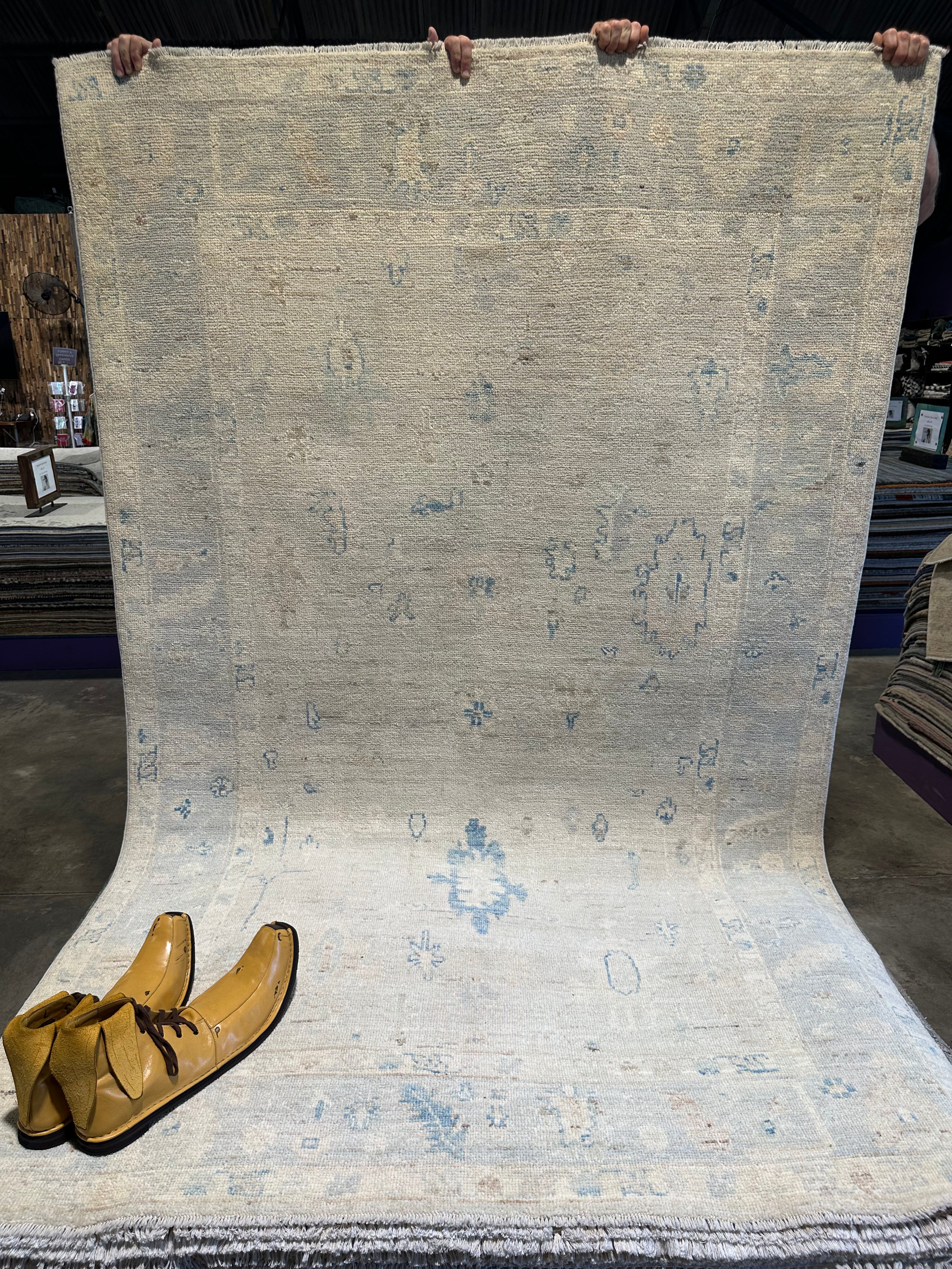 Linda Frattiane 5.2x8.2 Whitewashed Afghani Oushak