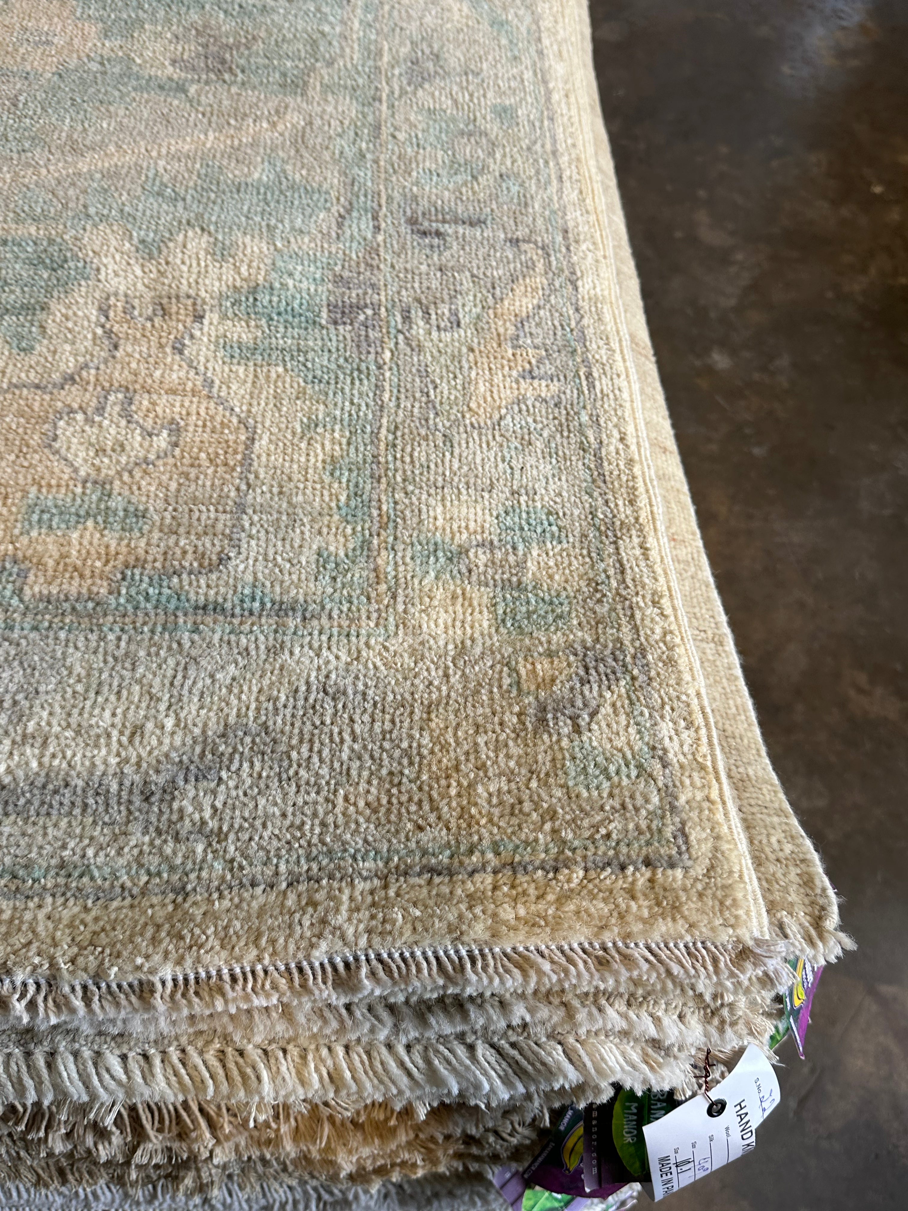 Meredith McIvor 9.7x13.10 Green Afghani Whitewashed Oushak