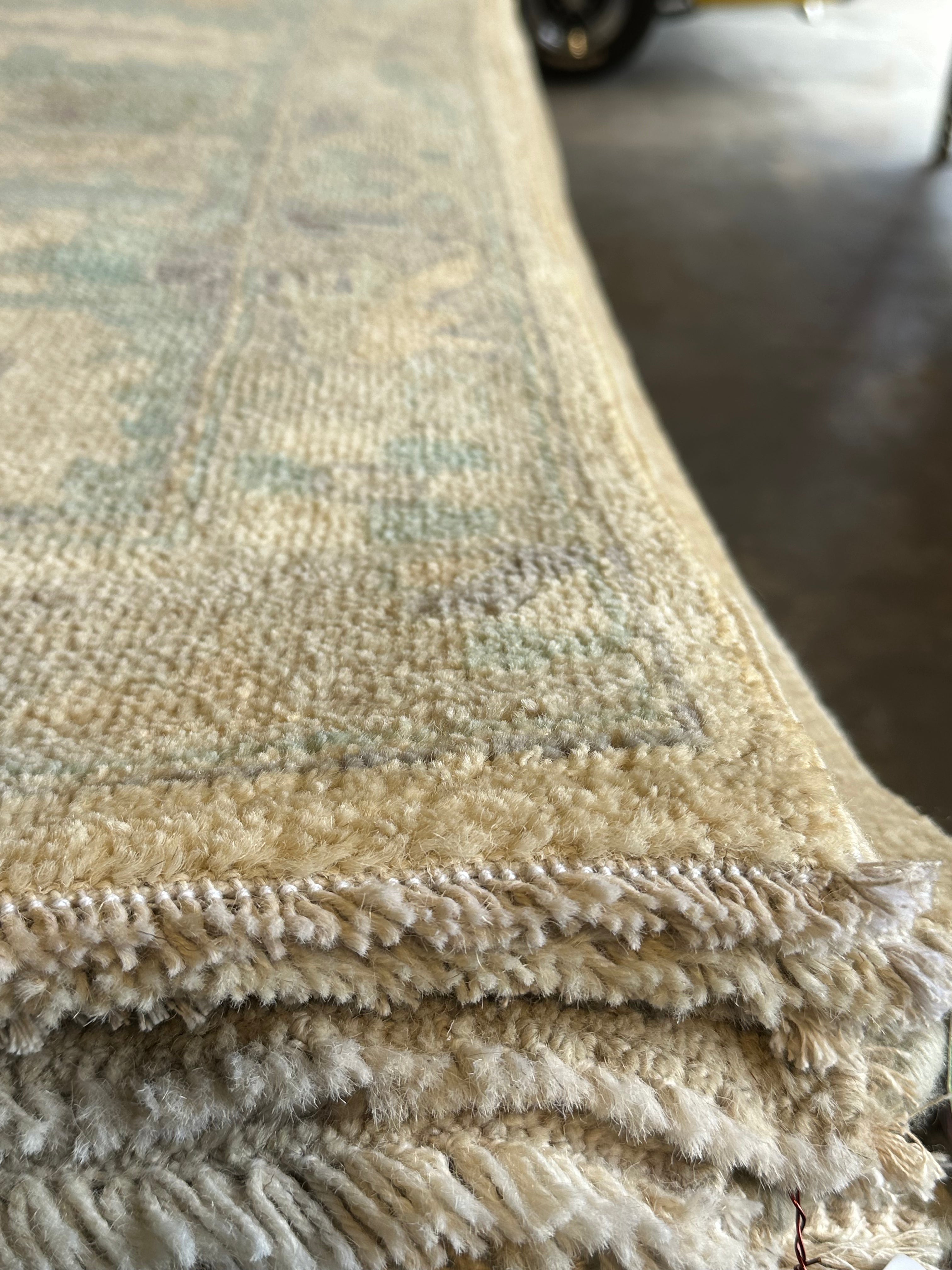 Meredith McIvor 9.7x13.10 Green Afghani Whitewashed Oushak