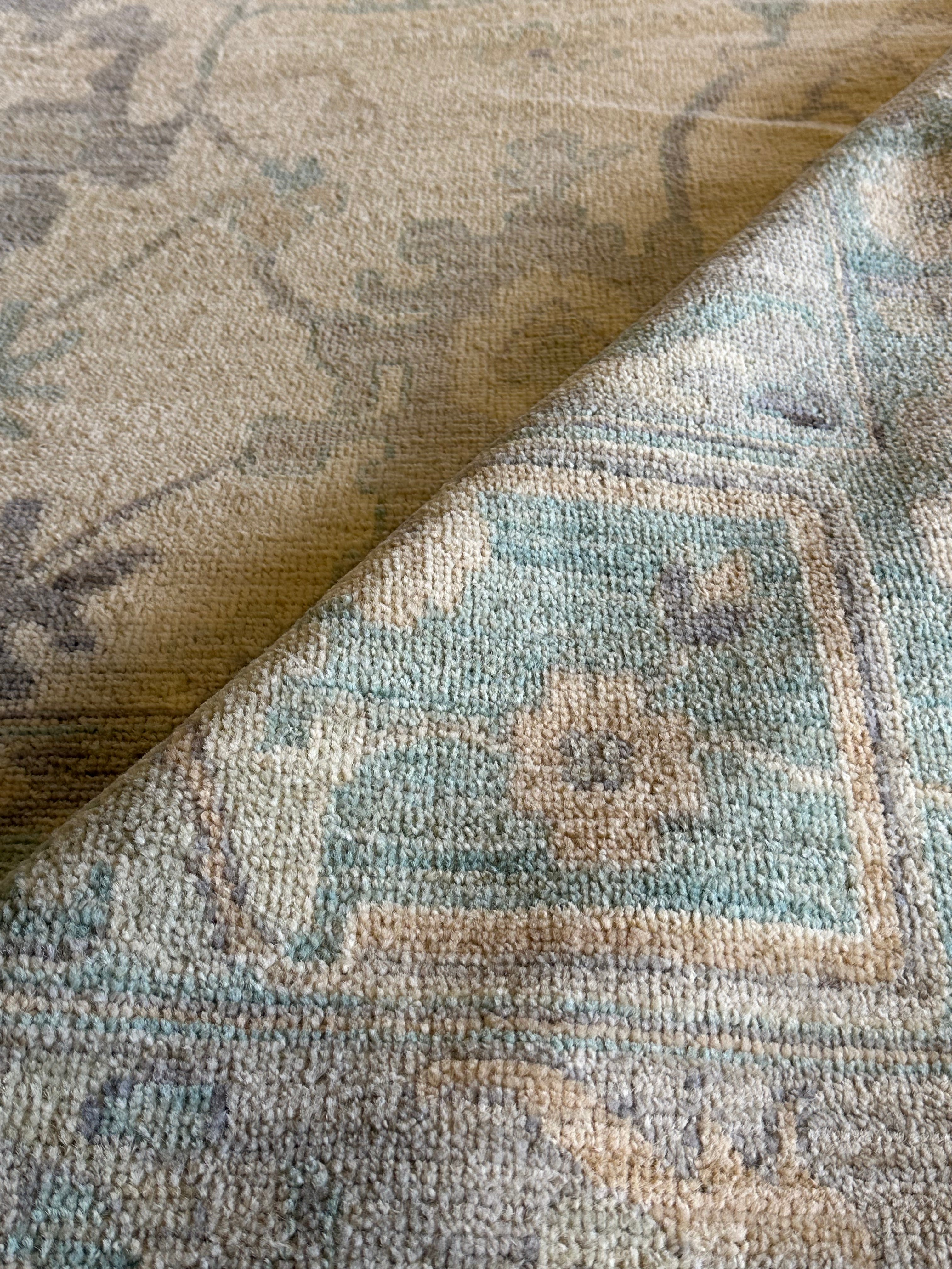 Meredith McIvor 9.7x13.10 Green Afghani Whitewashed Oushak