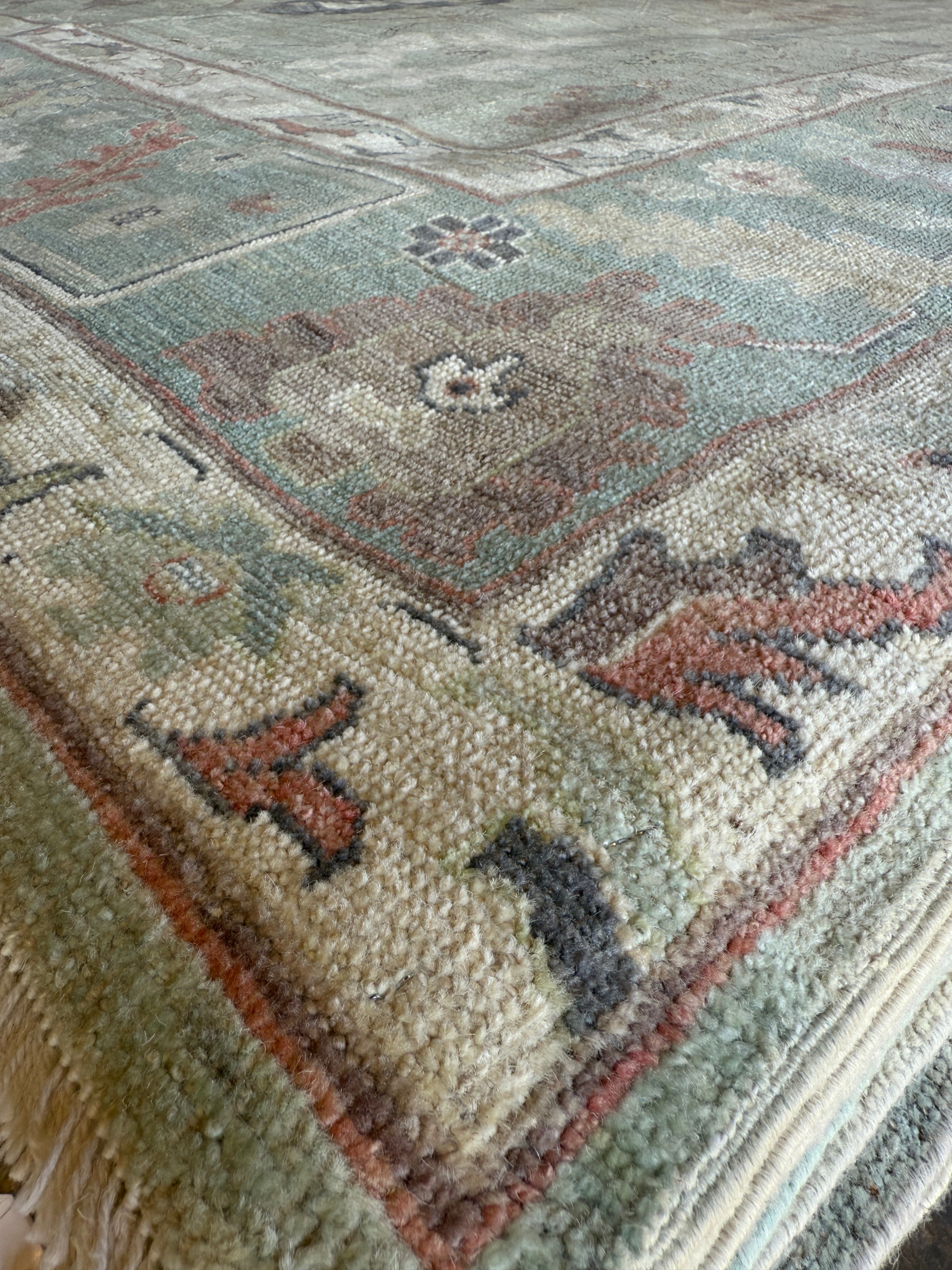 Luyanda Unati Lewis-Nyawo 9x11.10 Blue & Green Afghani Whitewashed Oushak