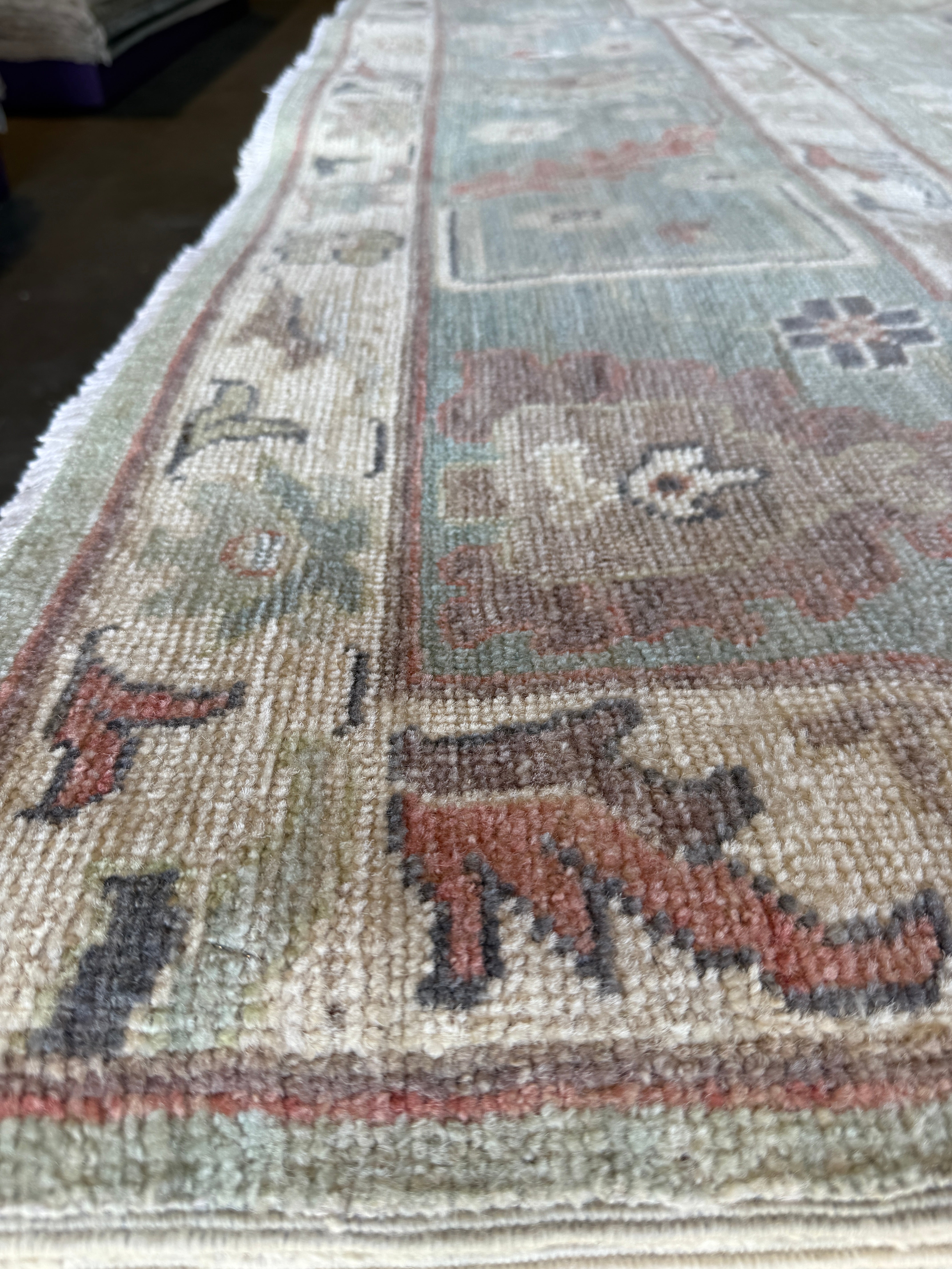 Luyanda Unati Lewis-Nyawo 9x11.10 Blue & Green Afghani Whitewashed Oushak