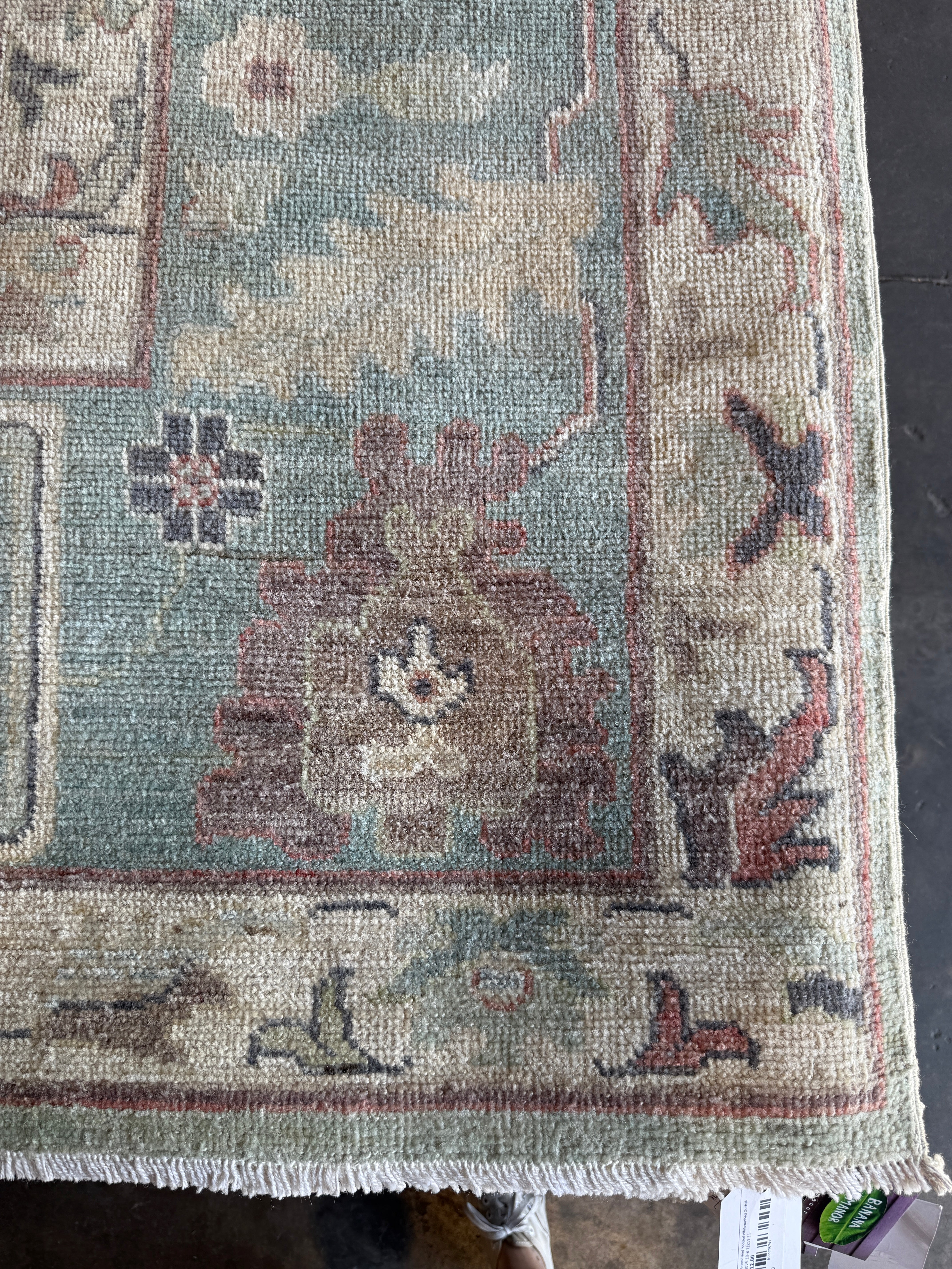 Luyanda Unati Lewis-Nyawo 9x11.10 Blue & Green Afghani Whitewashed Oushak