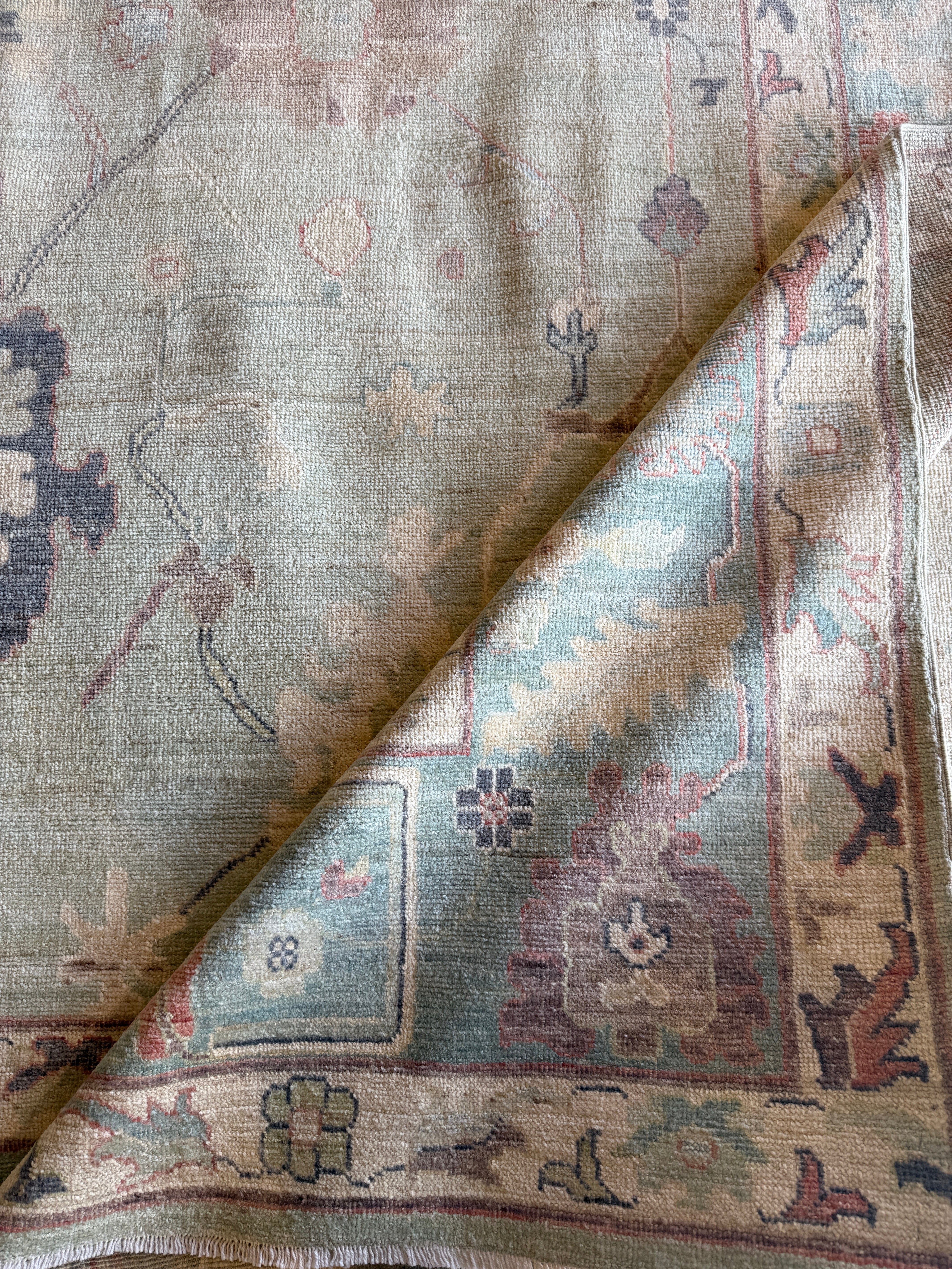 Luyanda Unati Lewis-Nyawo 9x11.10 Blue & Green Afghani Whitewashed Oushak