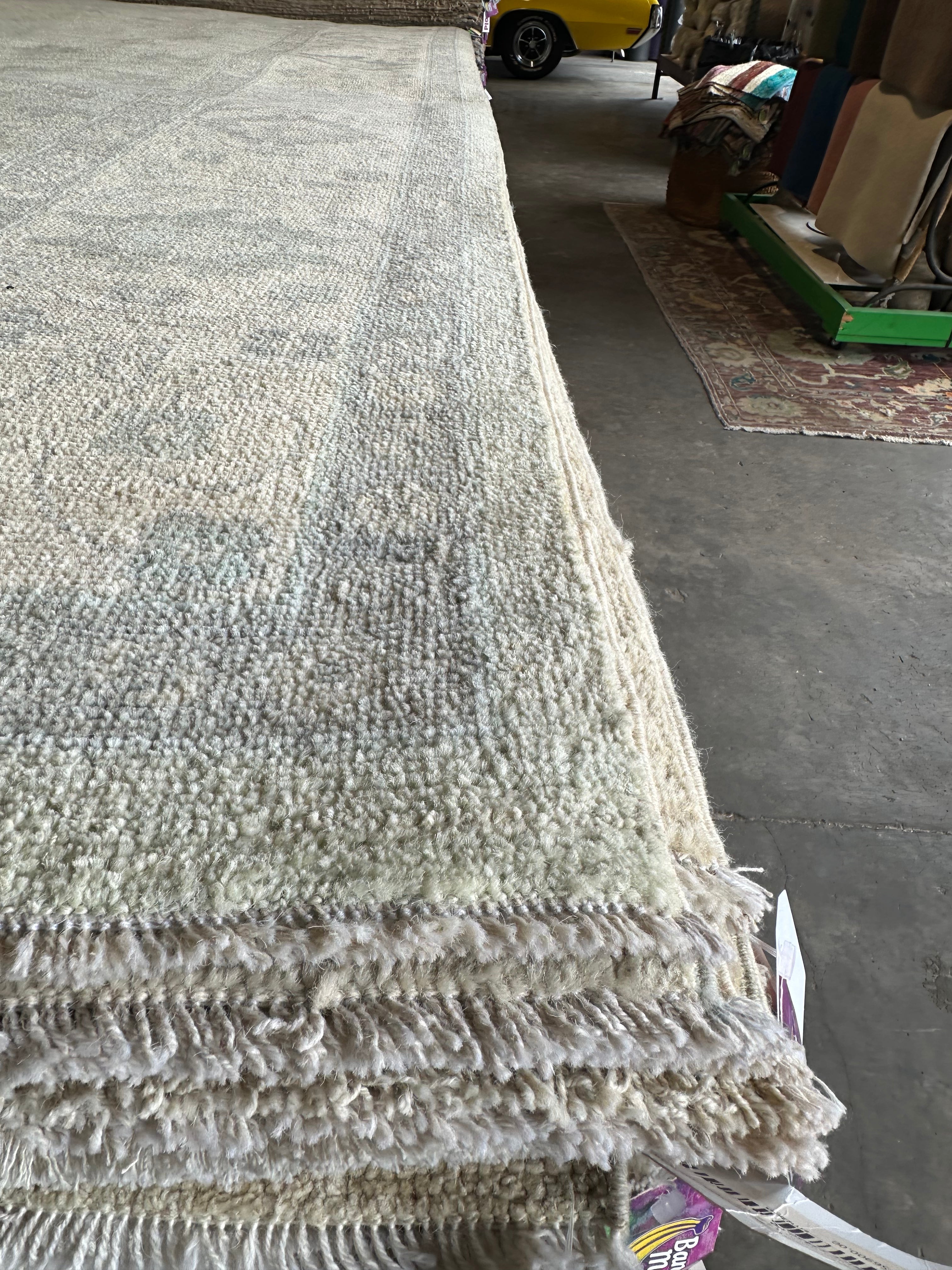 Lucy Herrera 8.11x11.8 Green Afghani Whitewashed Oushak