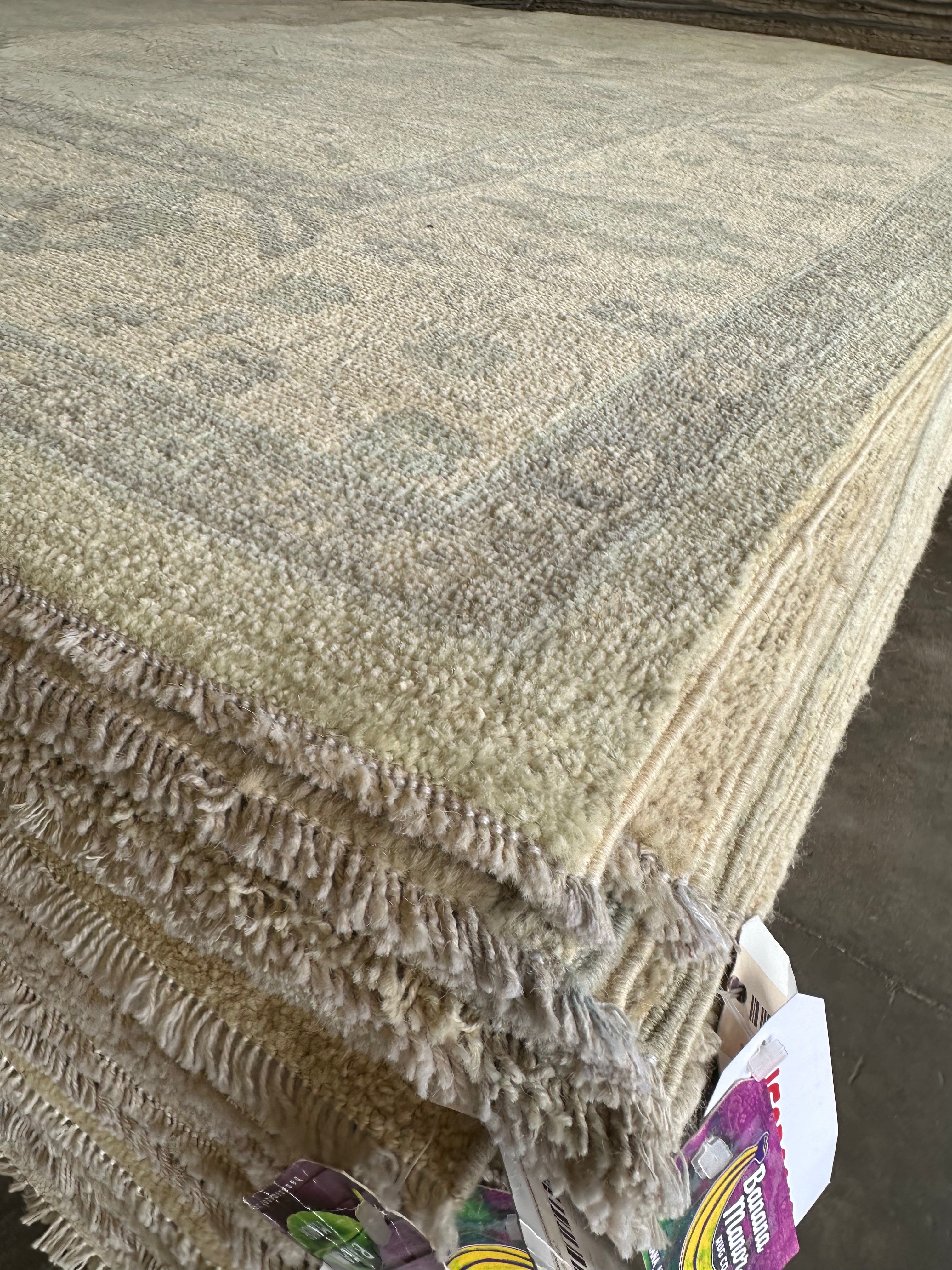 Lucy Herrera 8.11x11.8 Green Afghani Whitewashed Oushak
