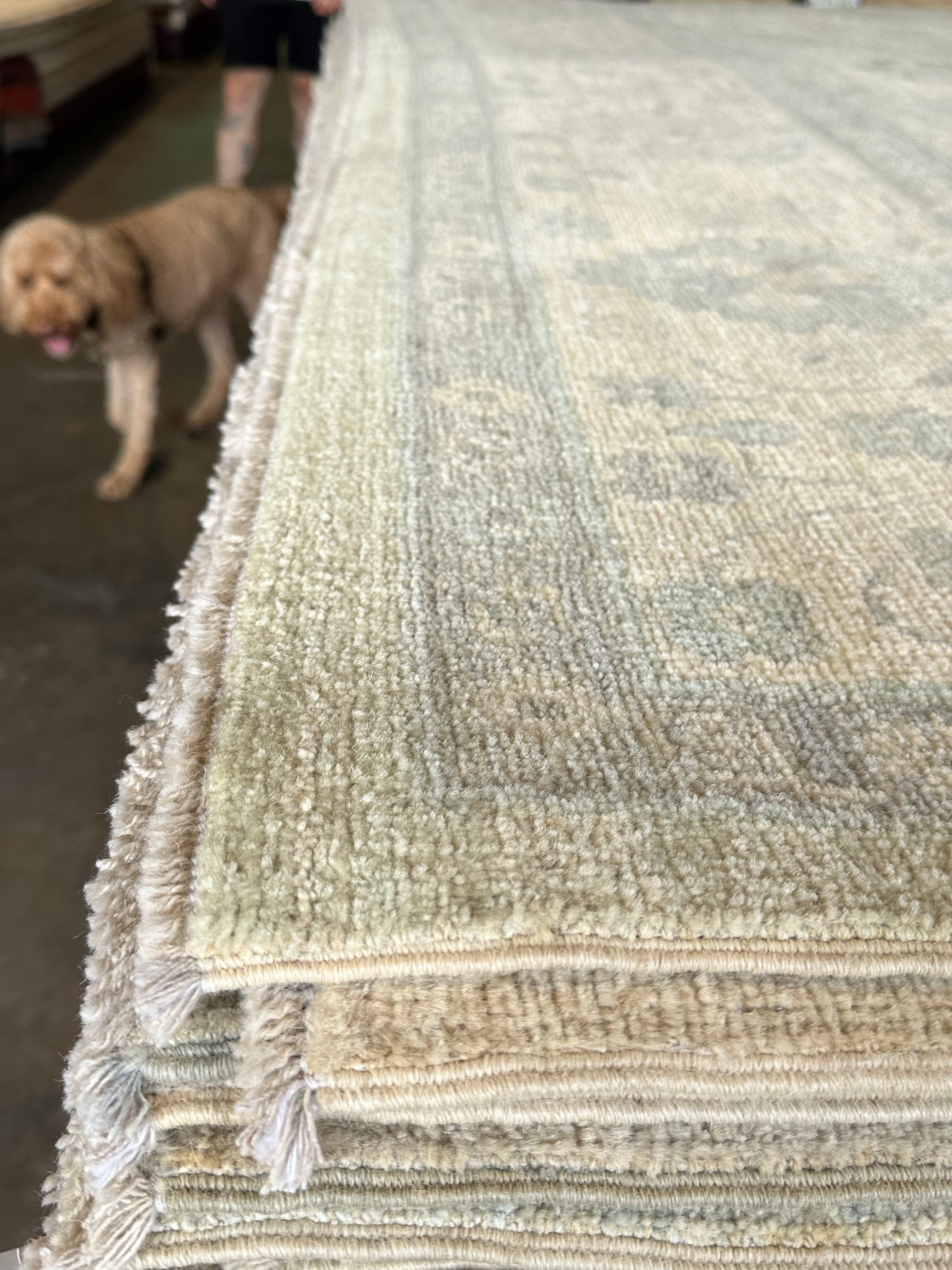 Lucy Herrera 8.11x11.8 Green Afghani Whitewashed Oushak