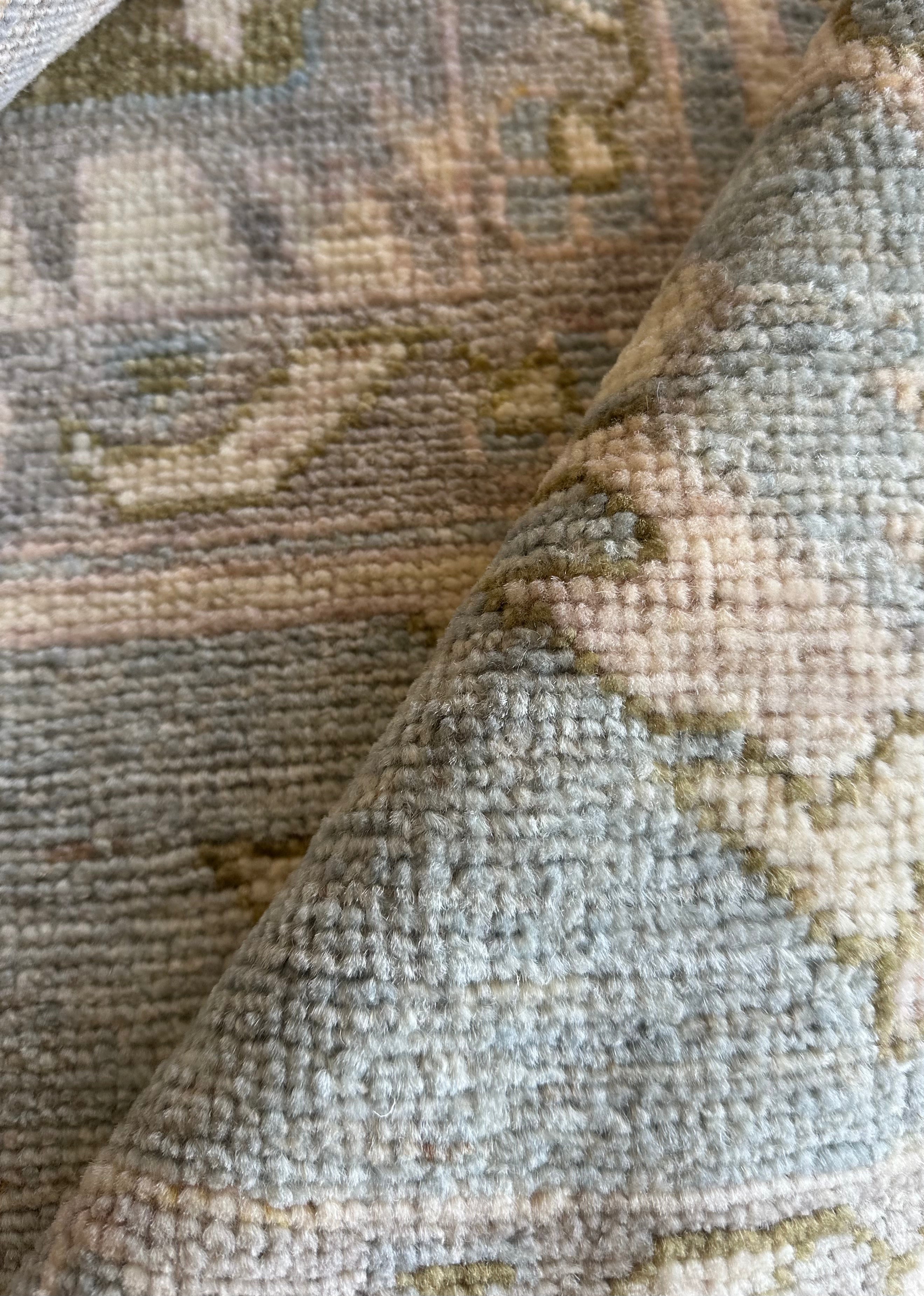 Sara Myers 9x12 Blue Whitewashed Hand-Knotted Oushak