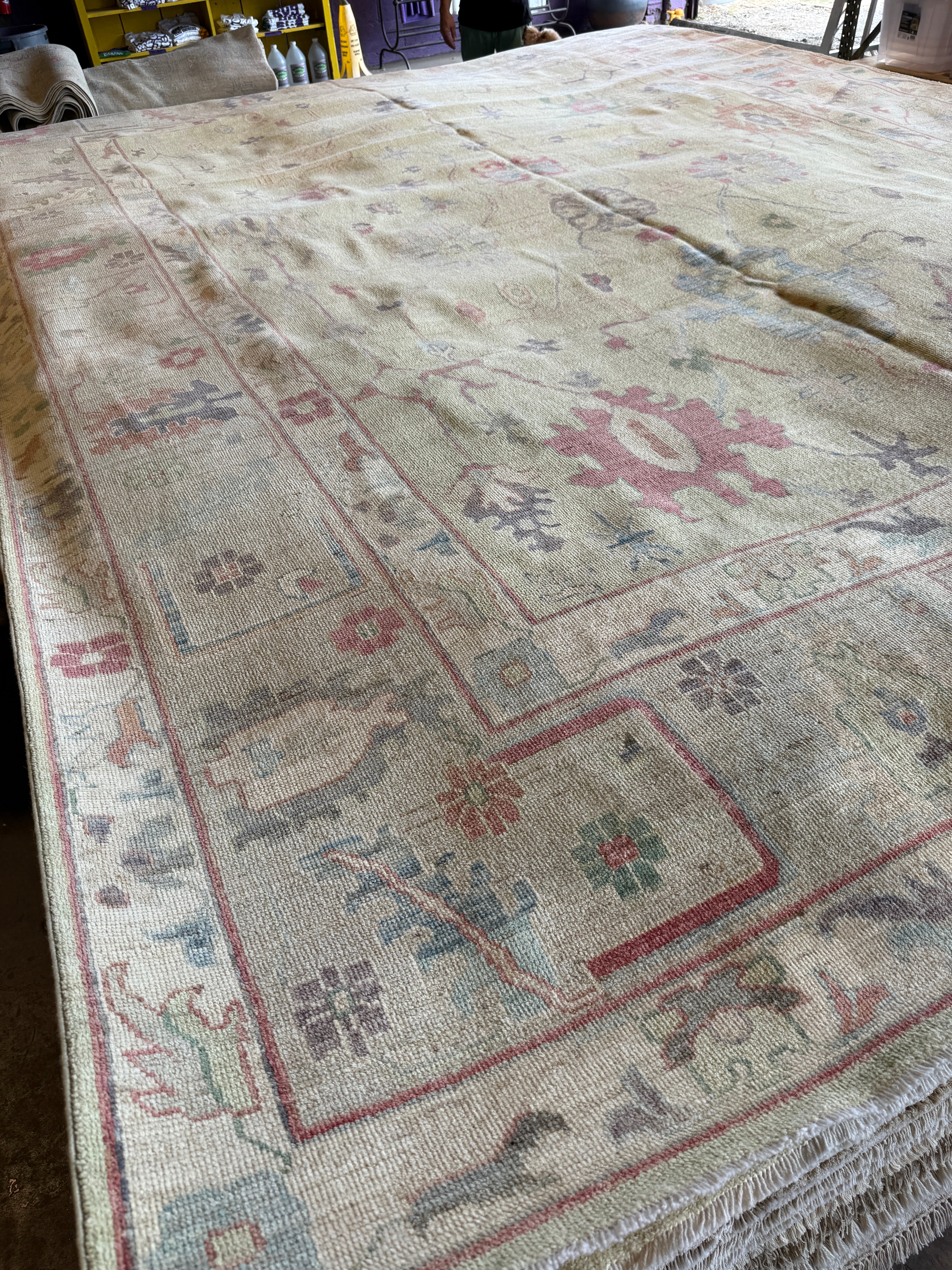 Sheriff Ritchie Santiago 10.1x14 Colorful Afghani Whitewashed Oushak Runner