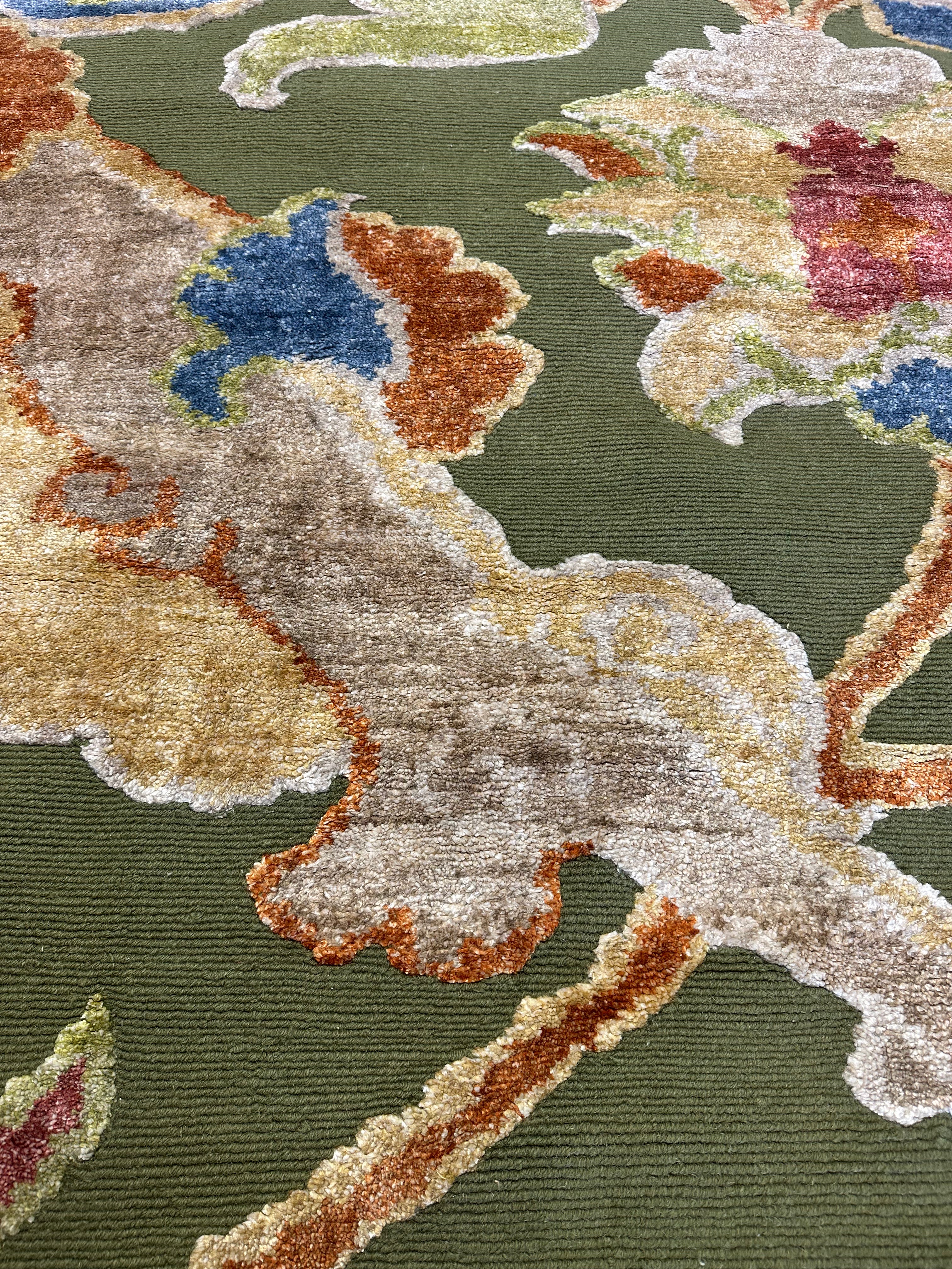 Eric Berryman 8x10 Green Hand-Knotted Modern Style Rug