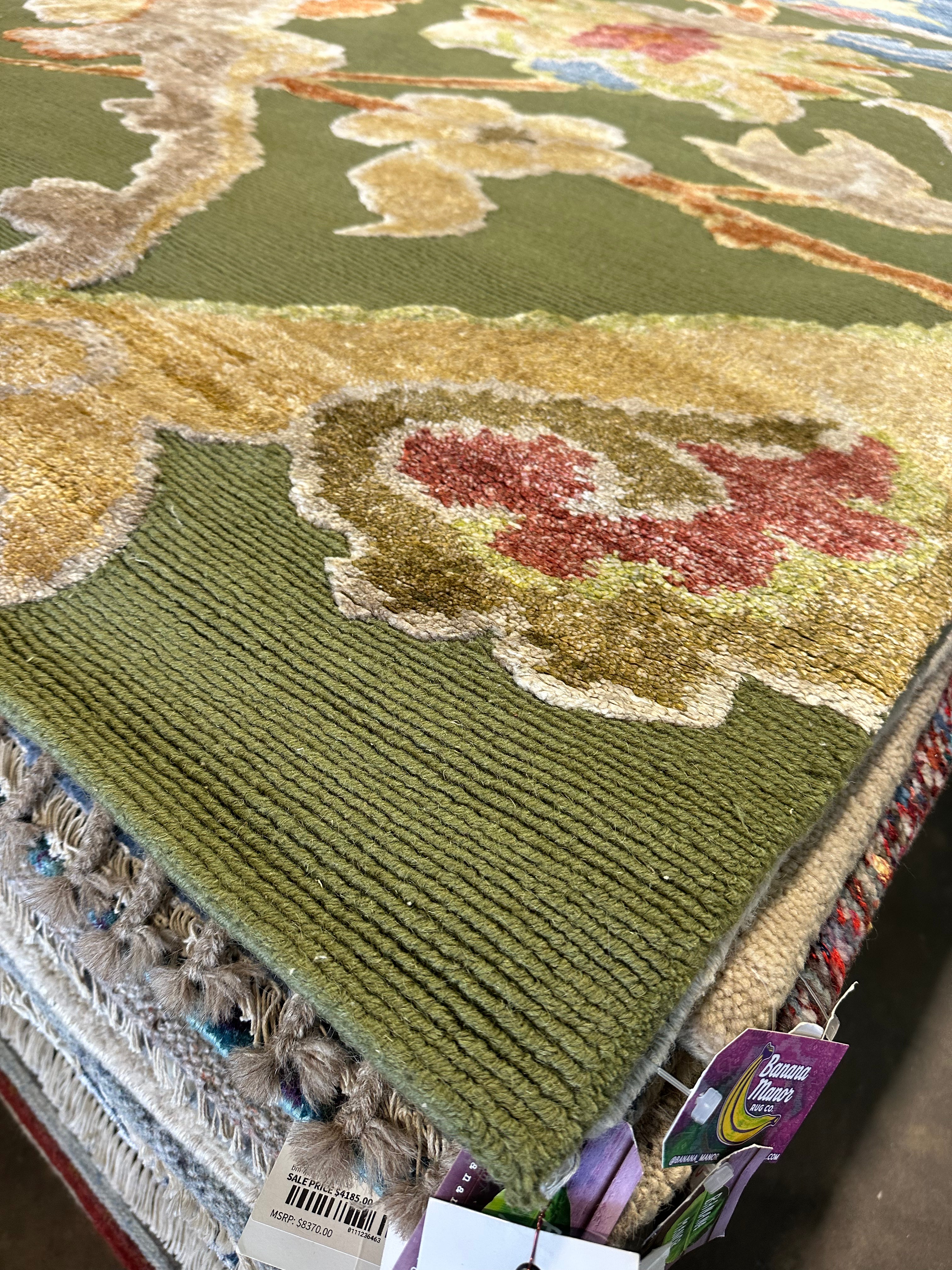 Eric Berryman 8x10 Green Hand-Knotted Modern Style Rug