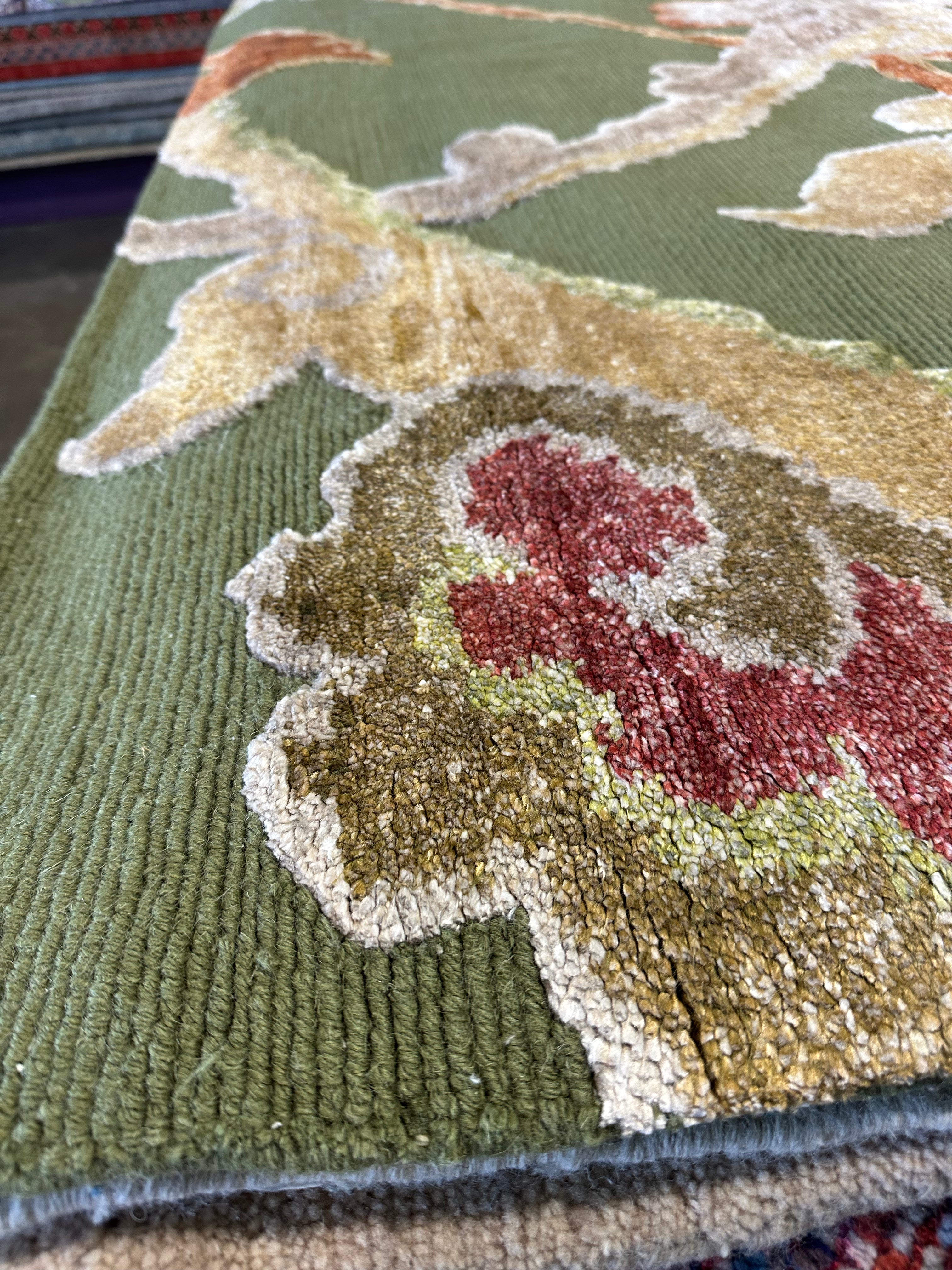 Eric Berryman 8x10 Green Hand-Knotted Modern Style Rug