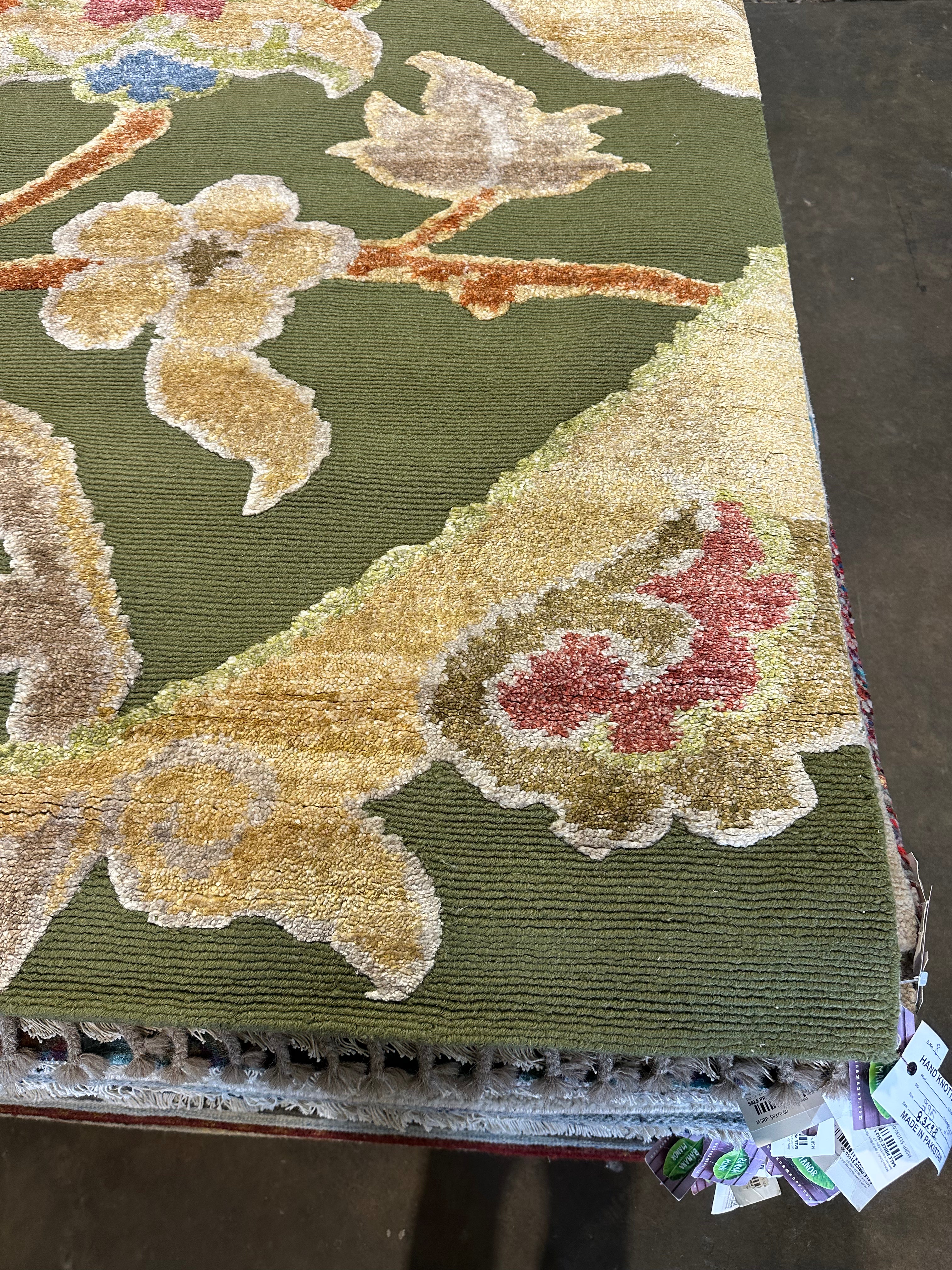 Eric Berryman 8x10 Green Hand-Knotted Modern Style Rug