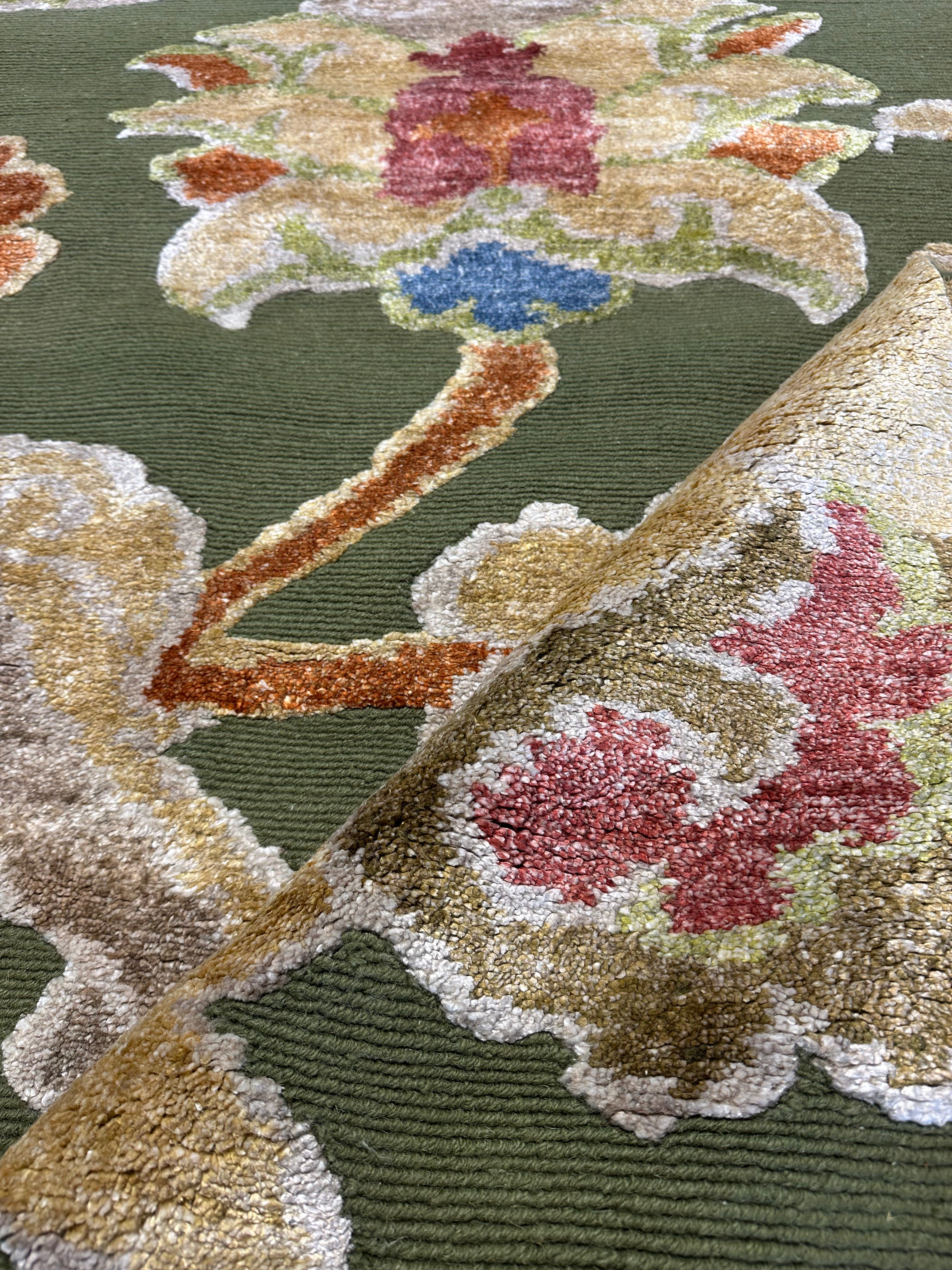 Eric Berryman 8x10 Green Hand-Knotted Modern Style Rug
