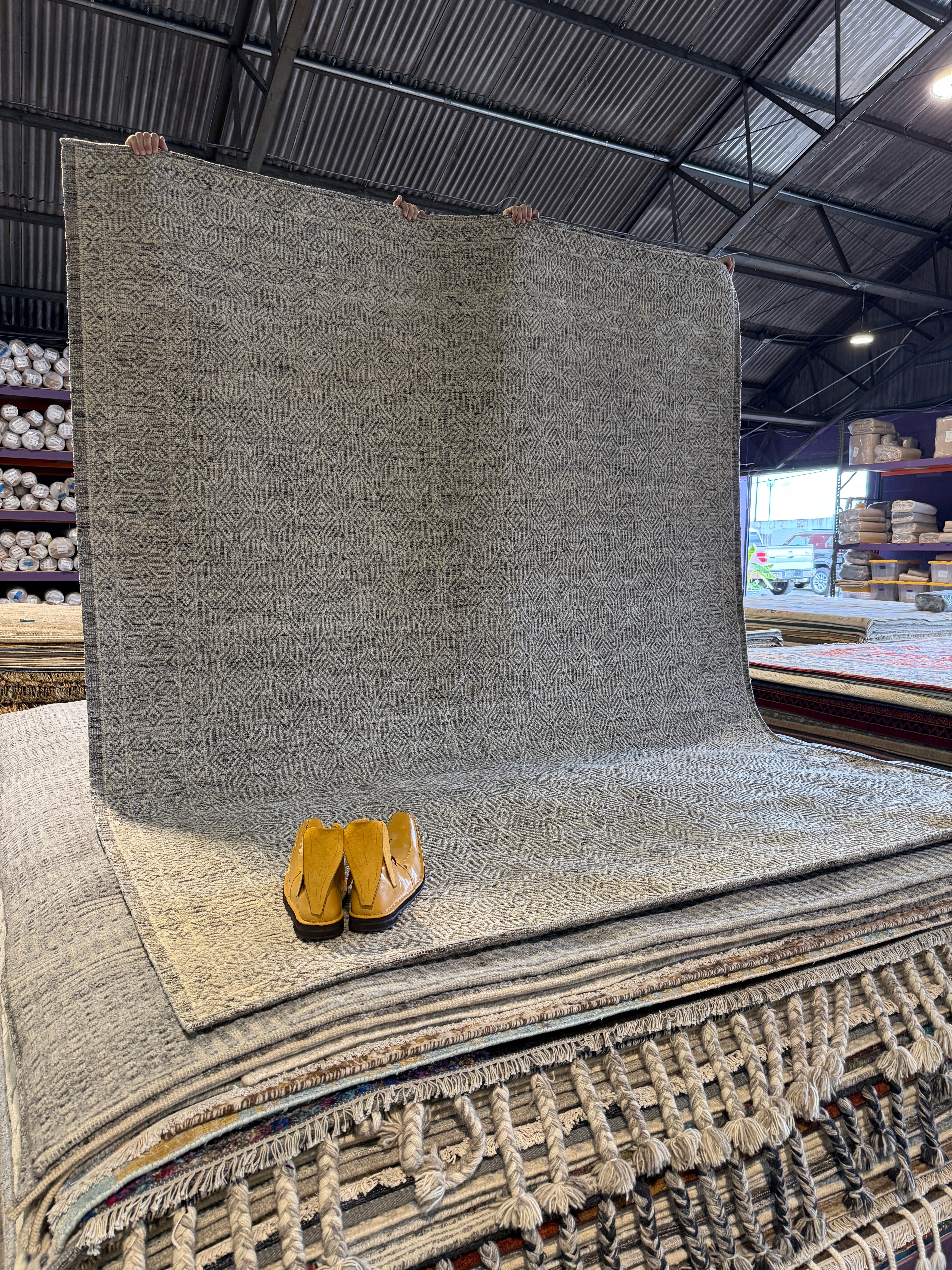 Billy 8x10 Hand-Knotted Light Grey & Ivory High Low