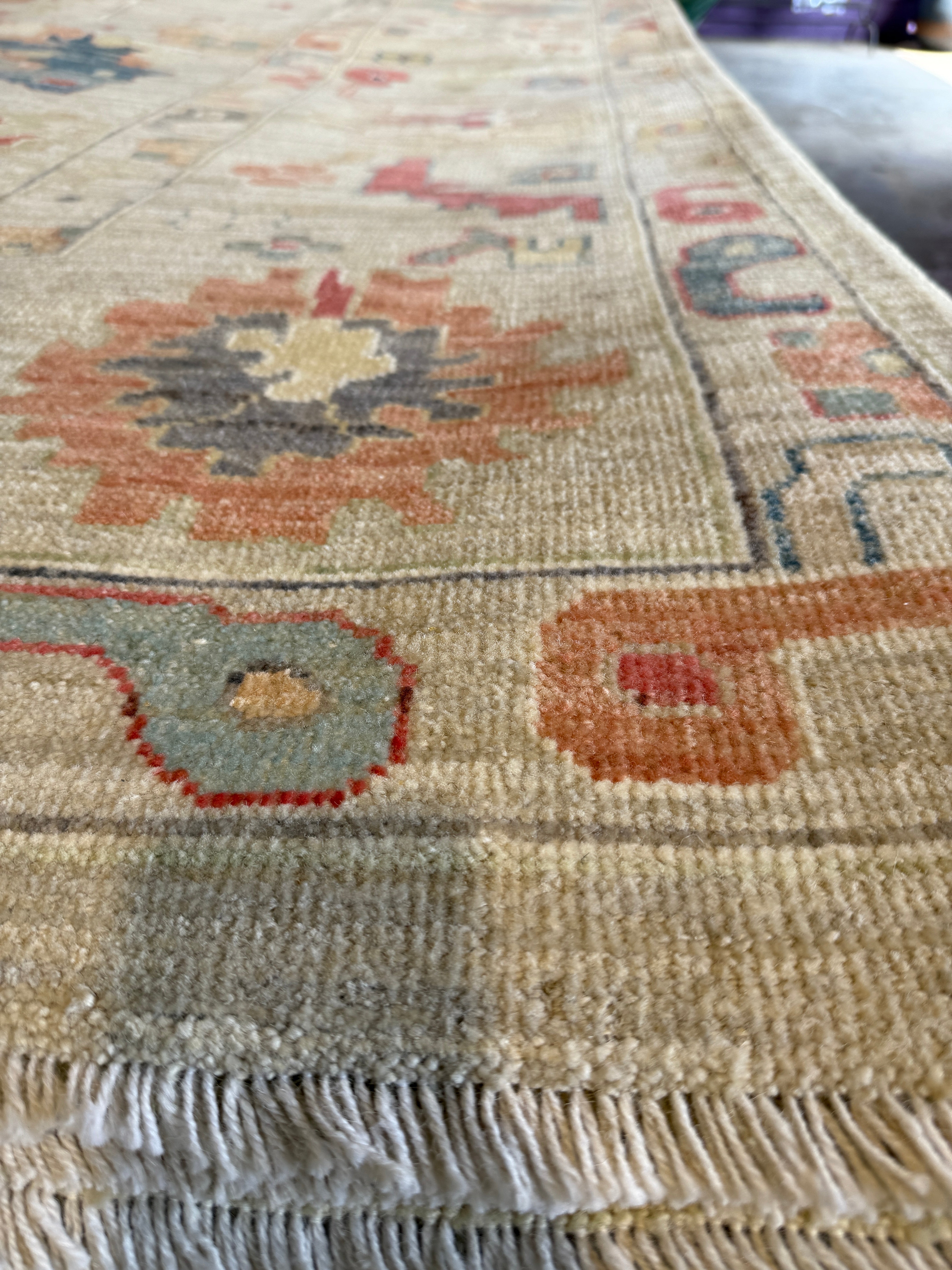 Evie Templeton 10x13.9 Colorful Afghani Whitewashed Oushak