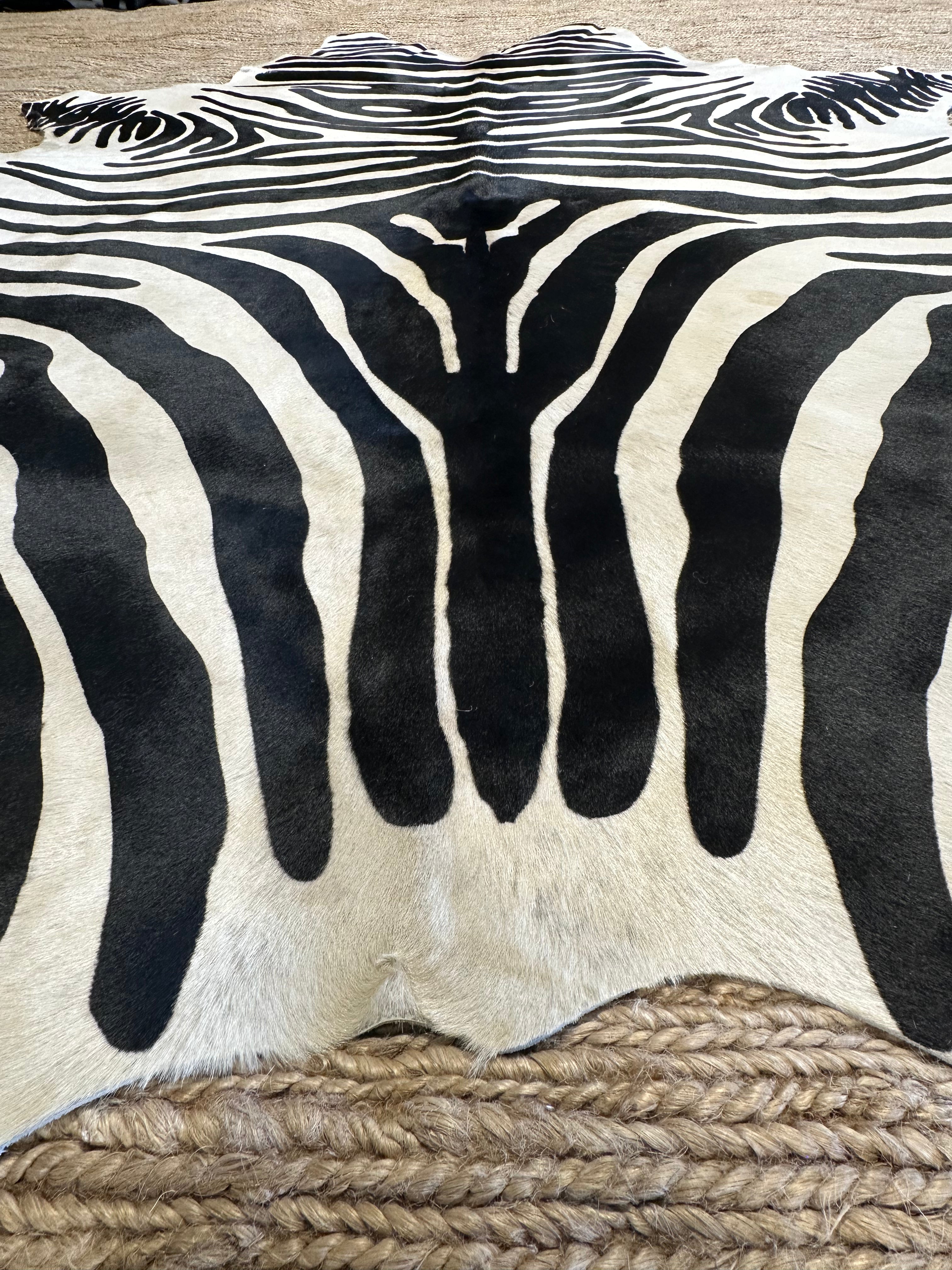 Zebra Off White Cowhide Rug 5.4x7.0