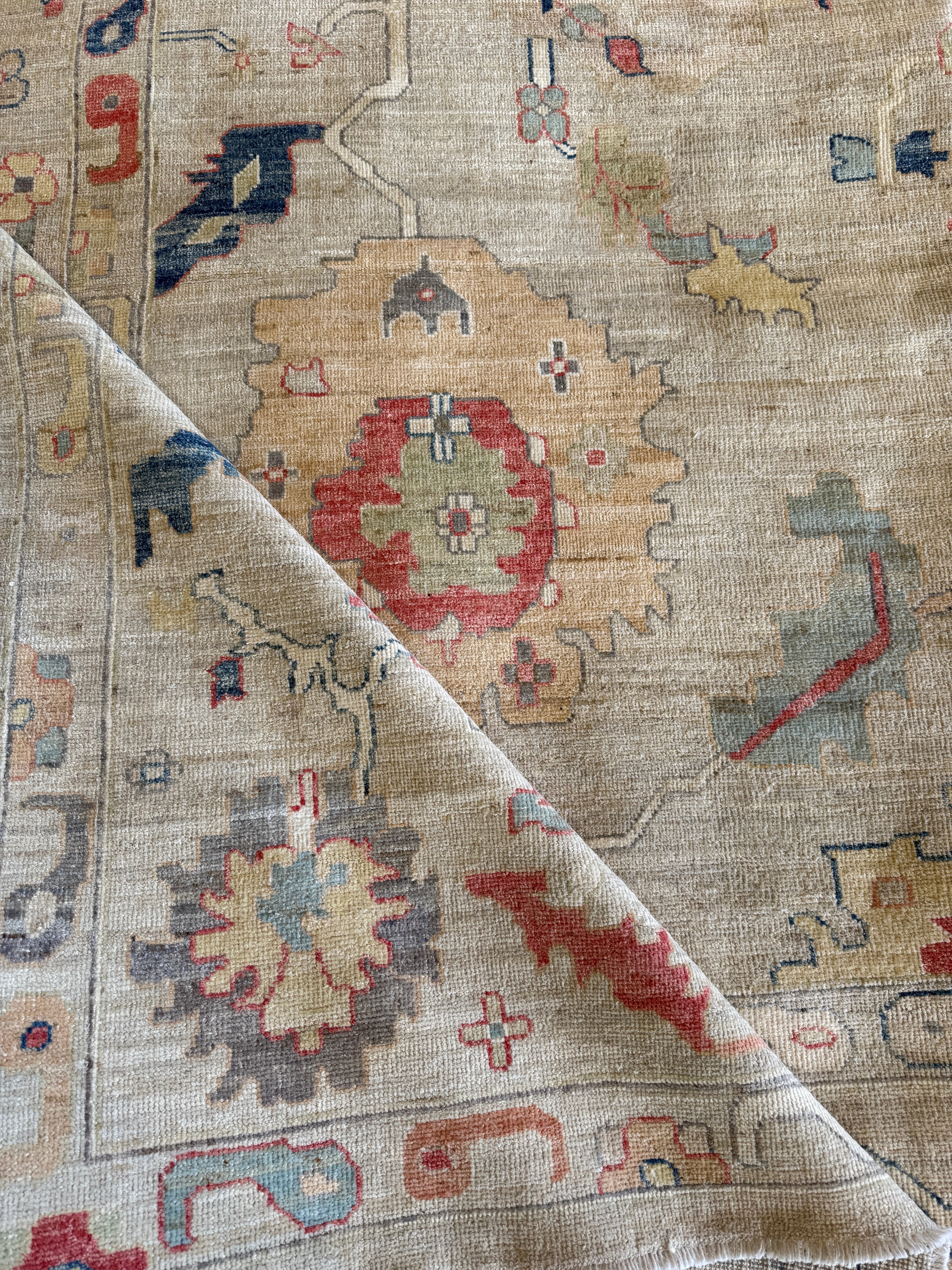 Evie Templeton 10x13.9 Colorful Afghani Whitewashed Oushak