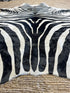 Zebra Off White Cowhide Rug 6.4x7