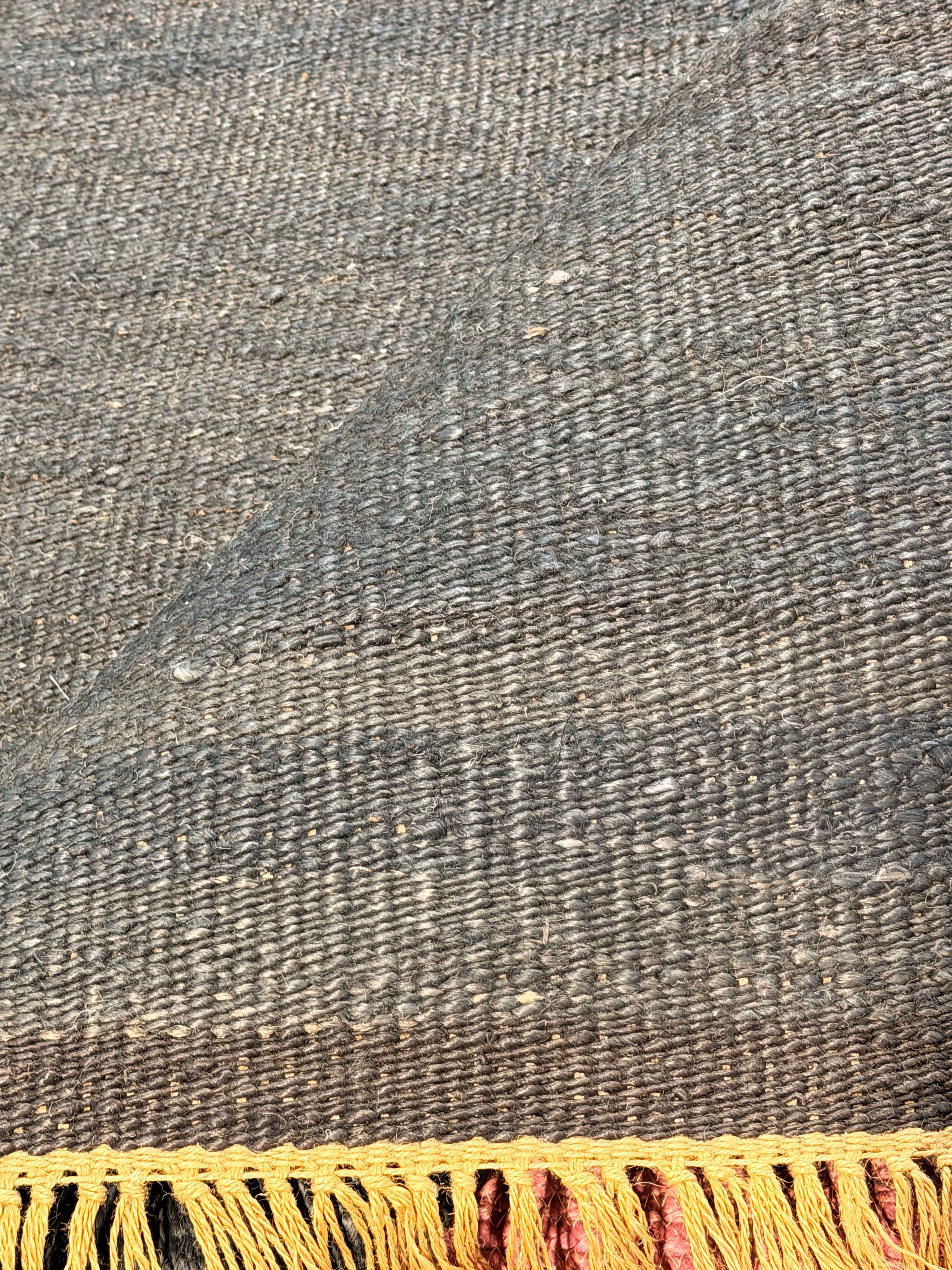 Dock Ellis 8.3x10 Black Natural Handwoven Jute Durrie Jute Rug