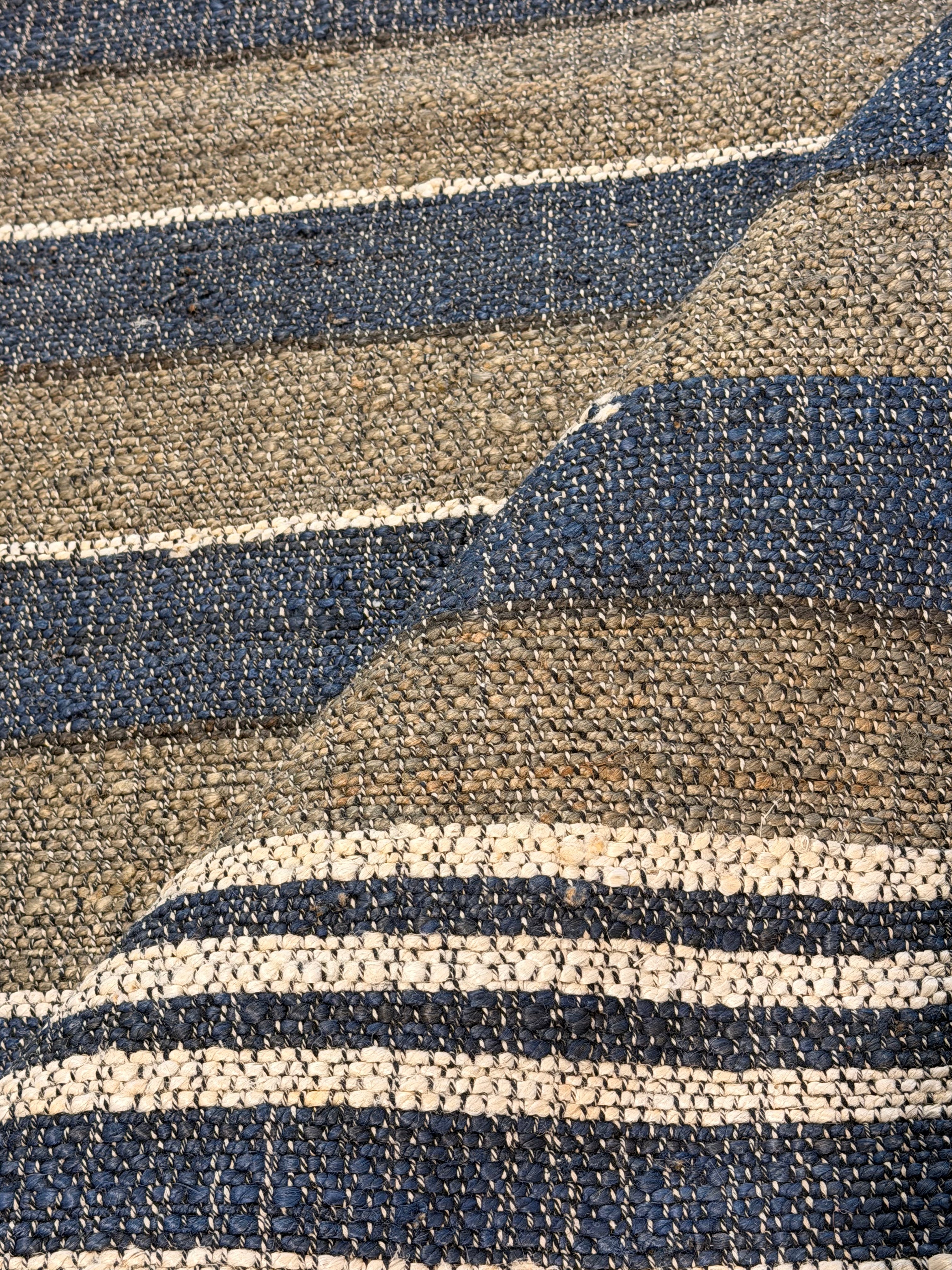 Nairobi Handwoven 8x10 Grey and Blue Geometric Jute Rug