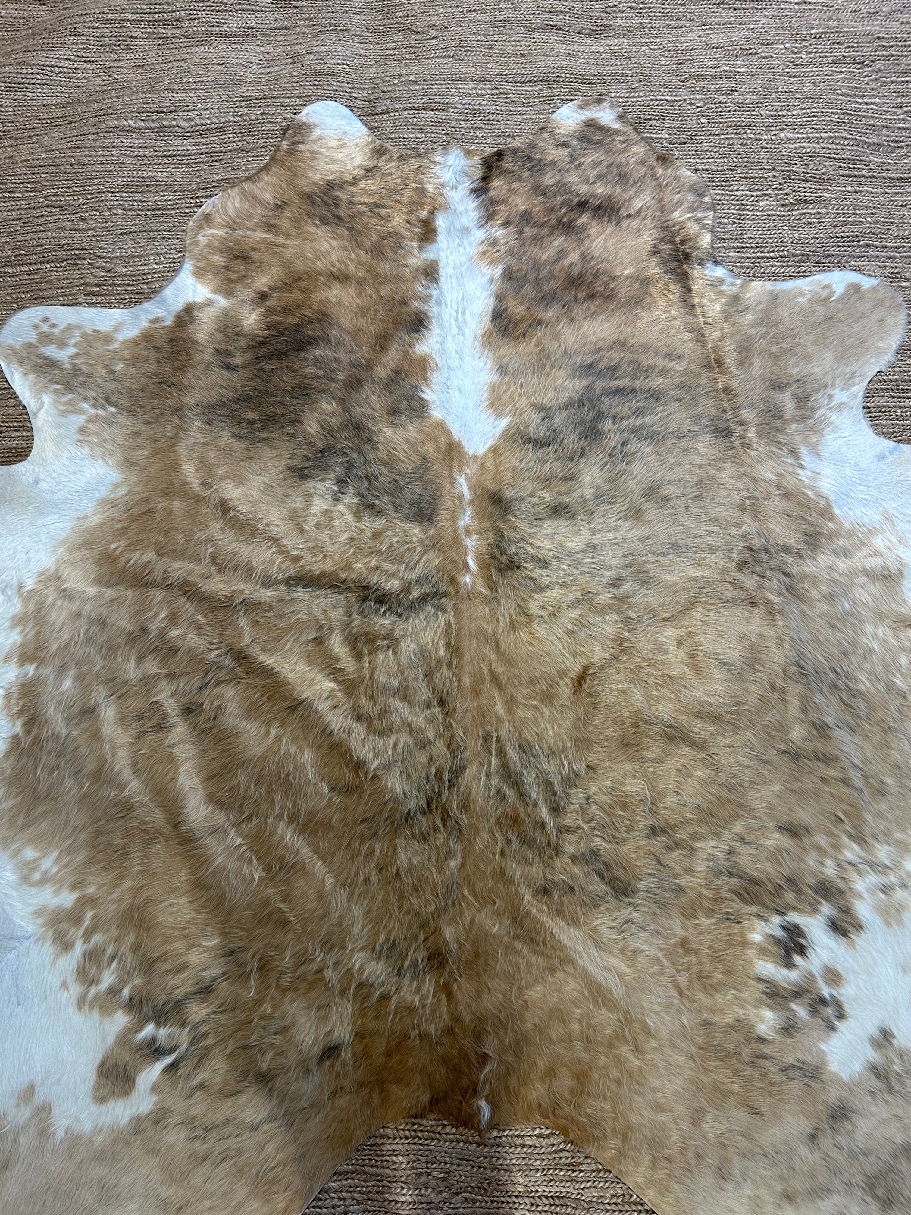 Tricolor BL BR WH Cowhide Rug 6.2X6.9