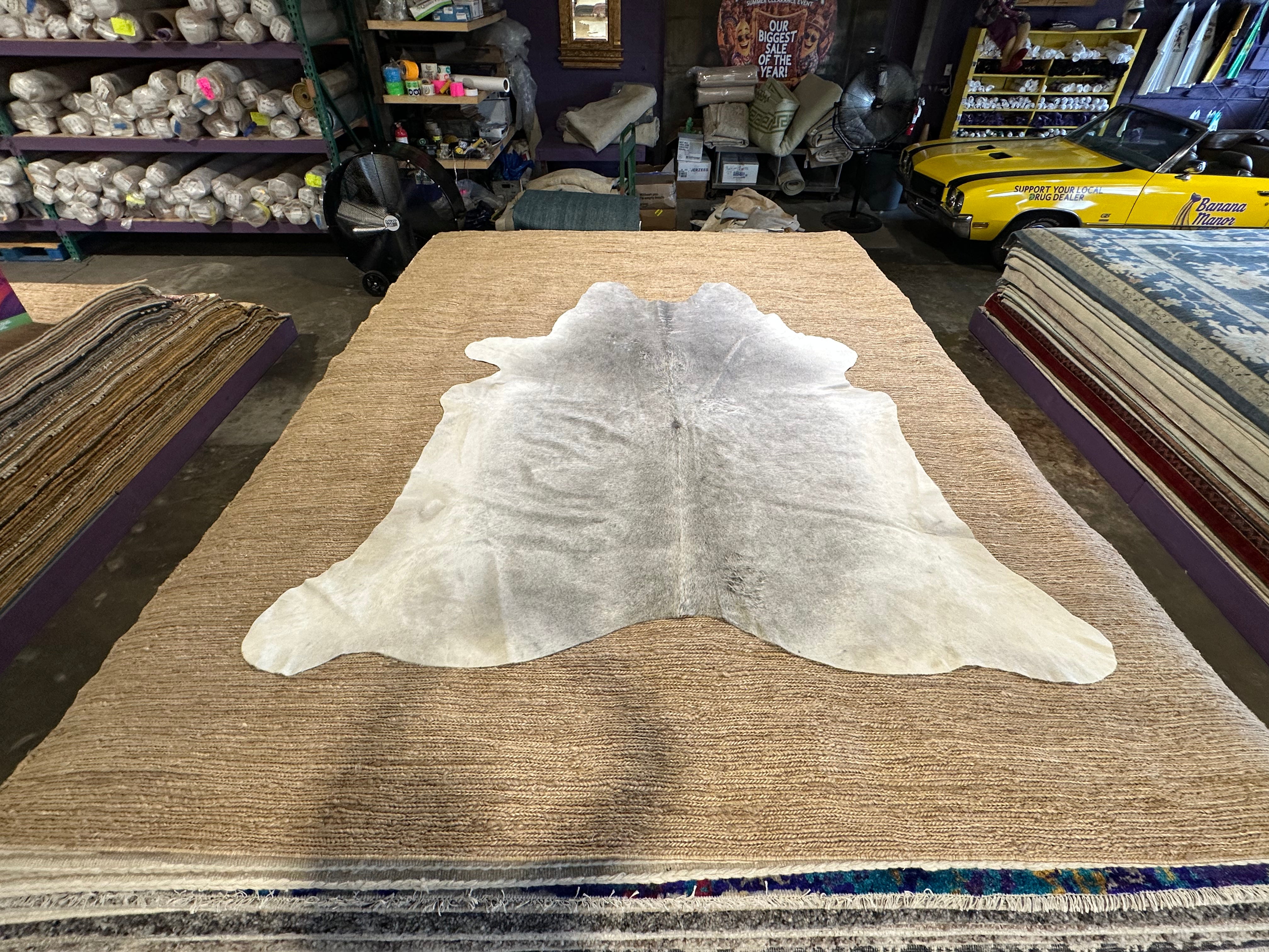 Solid Grey Cowhide Rug 5.4x6.7