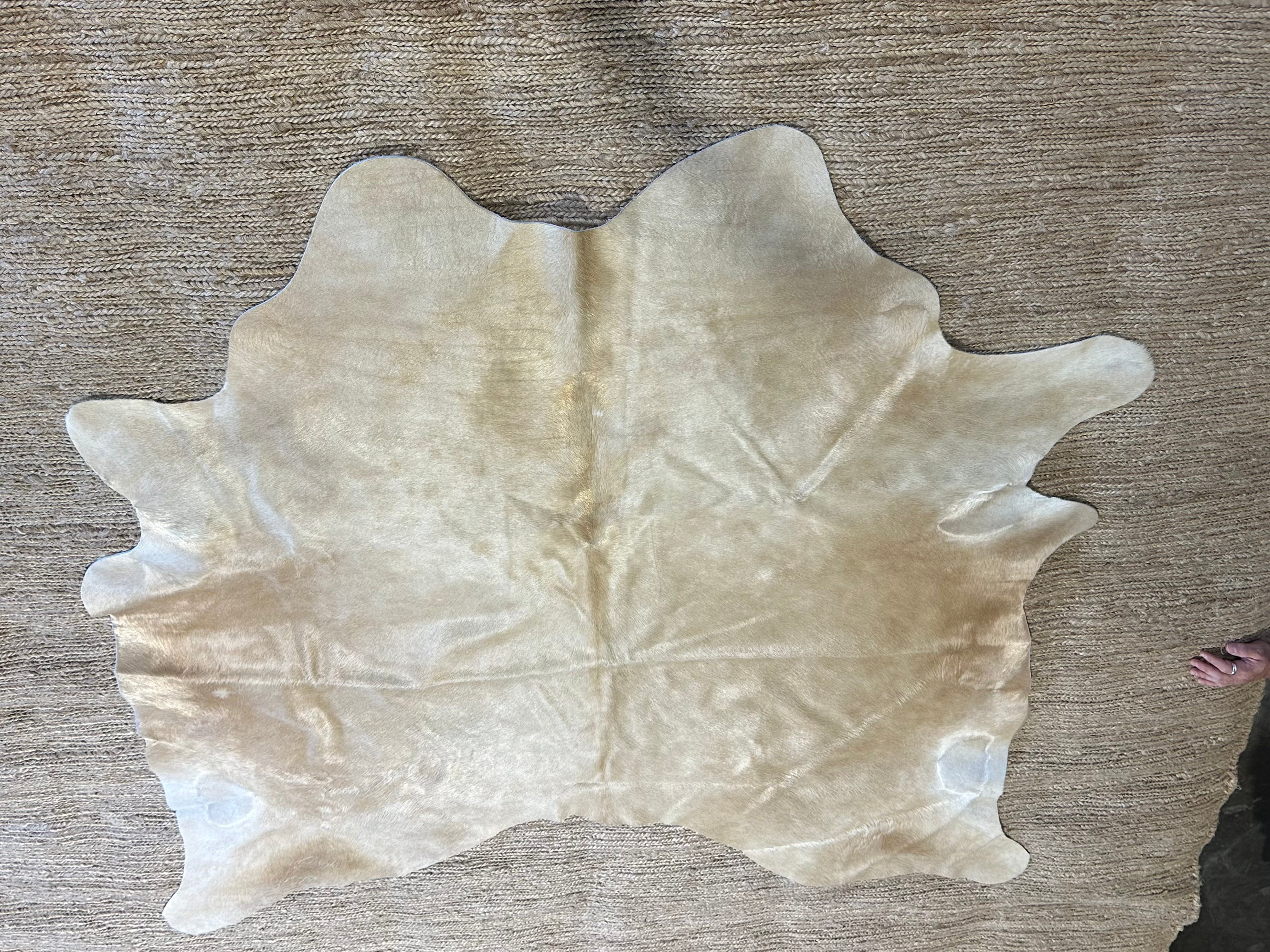 Solid Beige Cowhide Rug 5.8X6.3