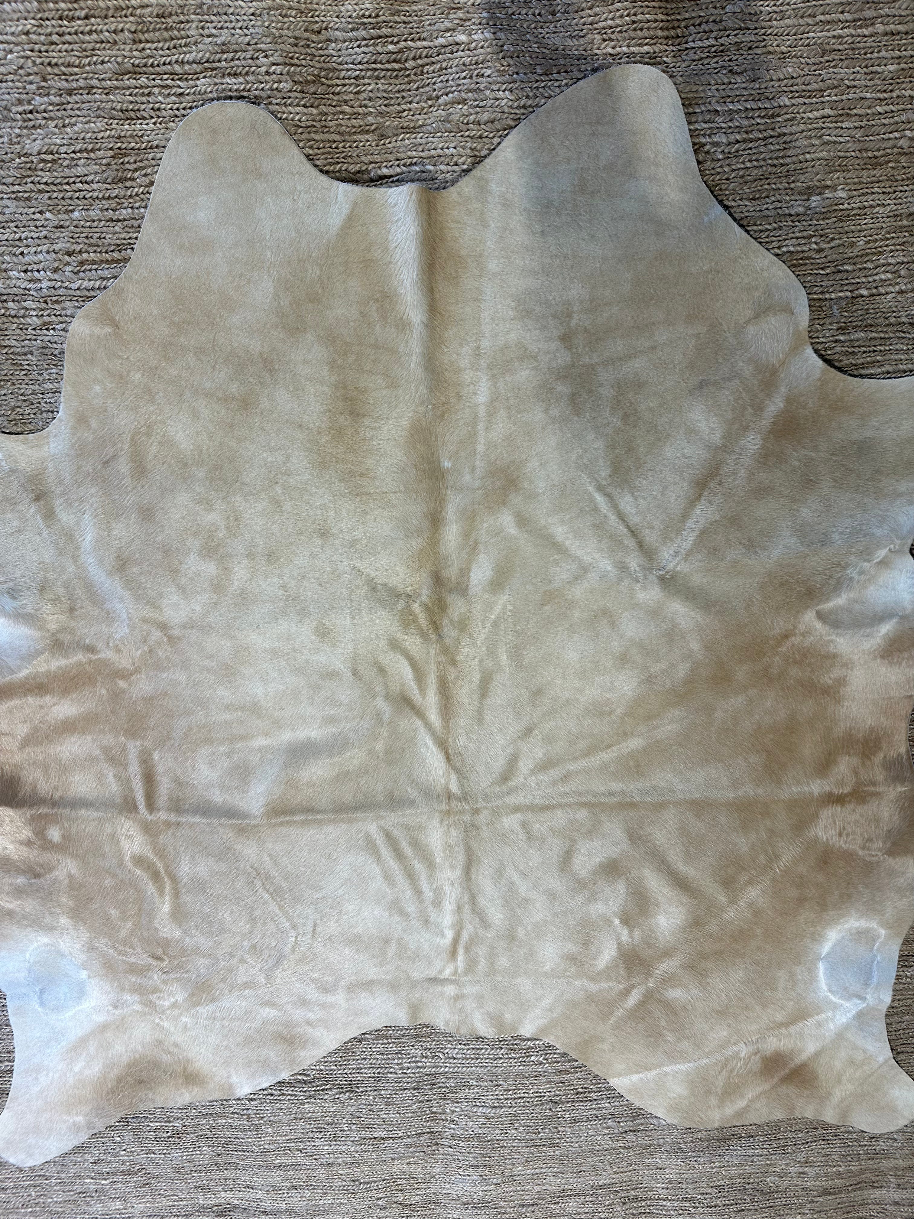 Solid Beige Cowhide Rug 5.8X6.3