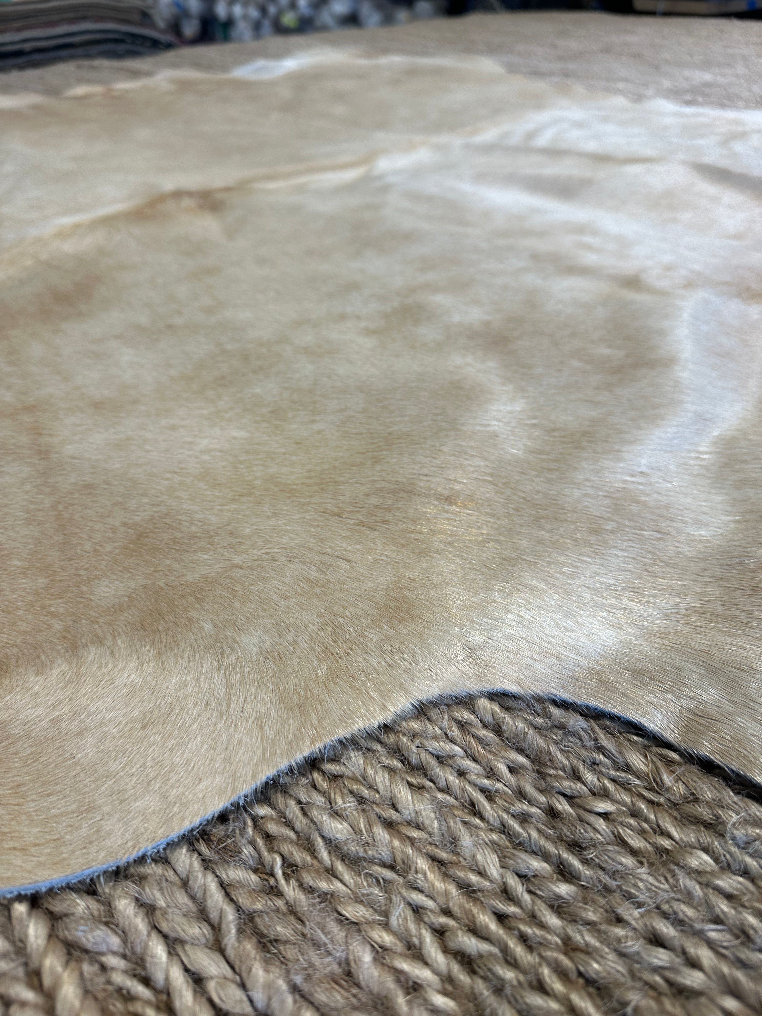 Solid Beige Cowhide Rug 5.8X6.3