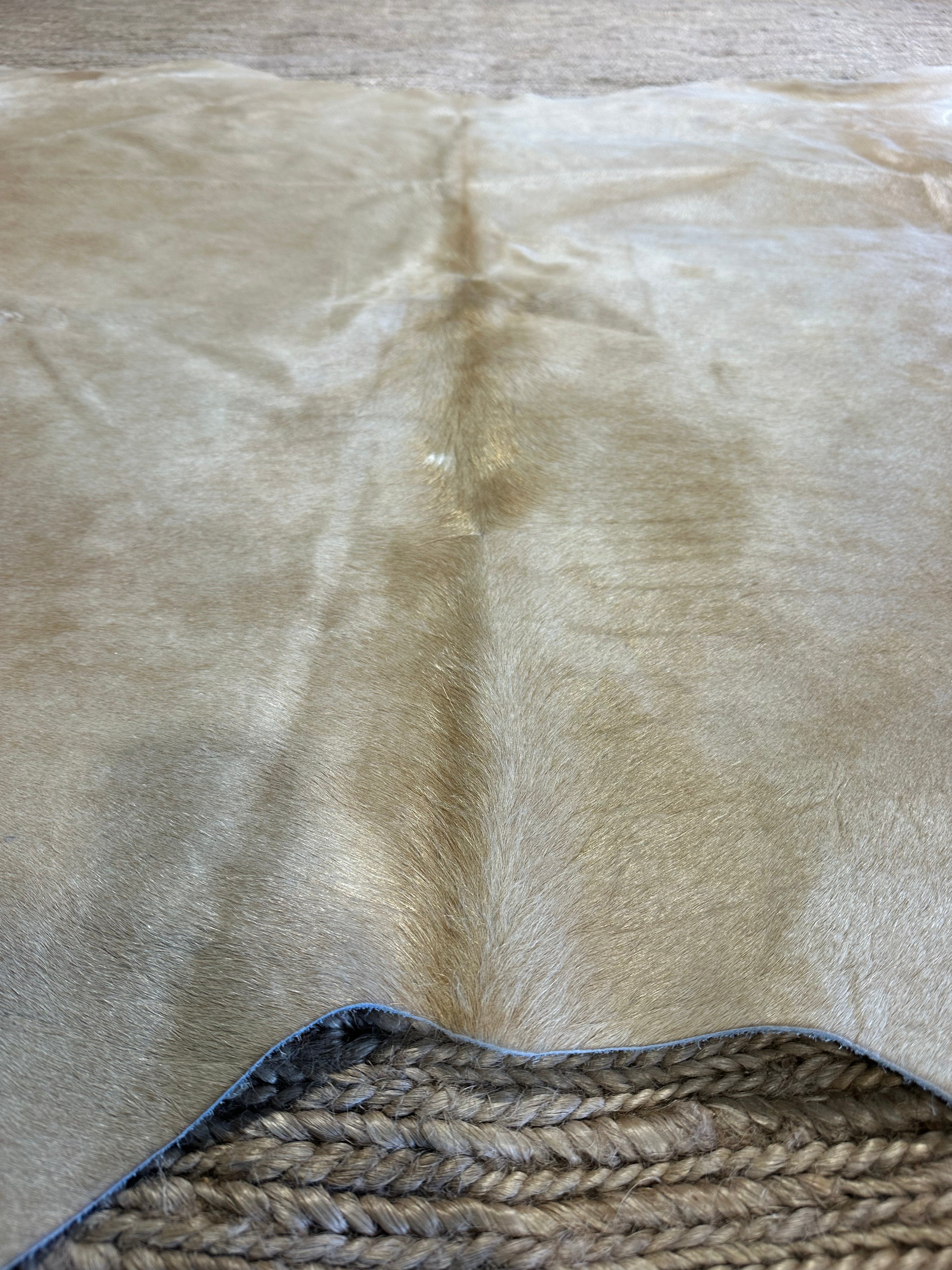 Solid Beige Cowhide Rug 5.8X6.3