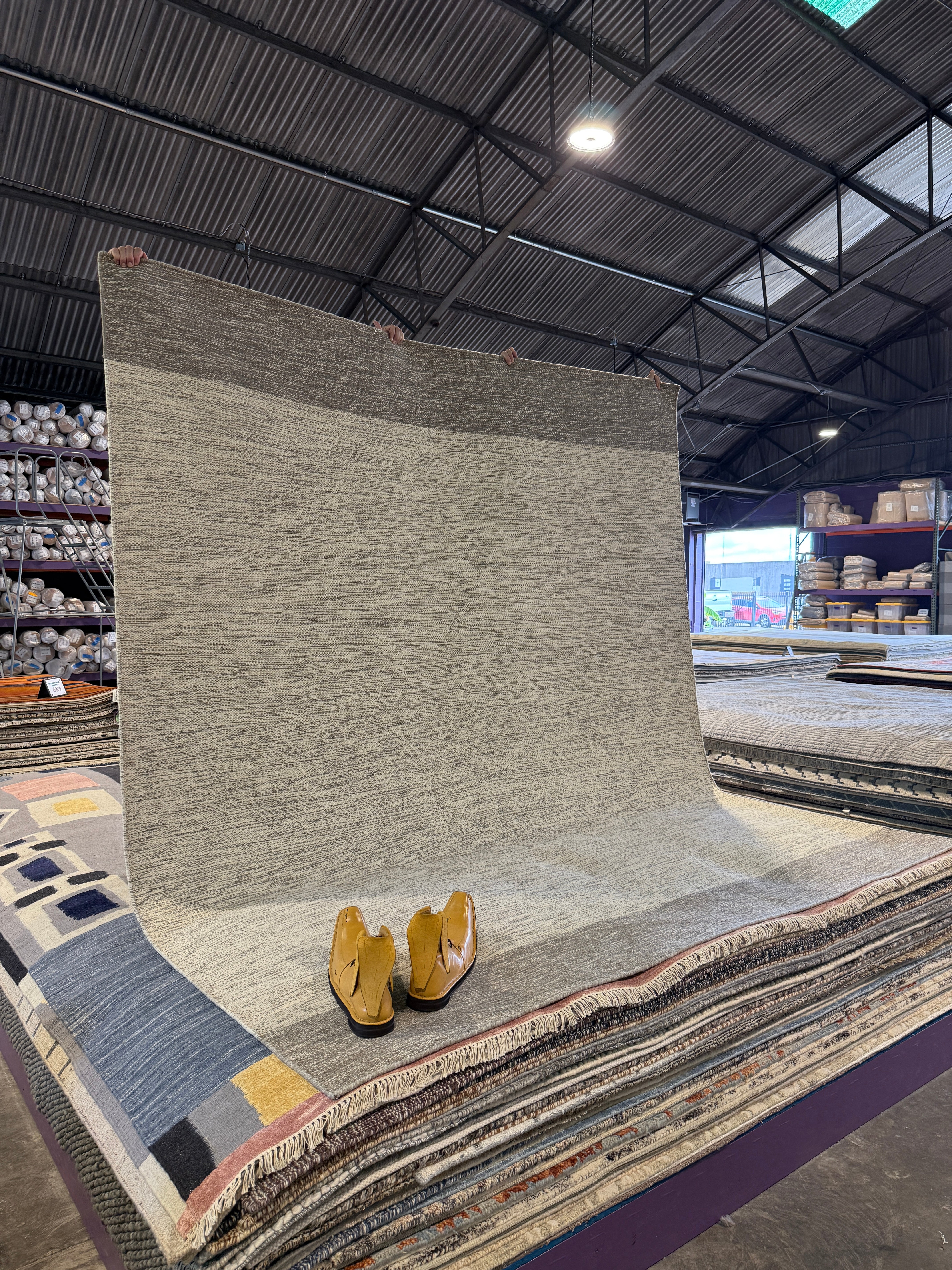Mario Vassall 8.3x9.6 Grey Handwoven Modern Rug