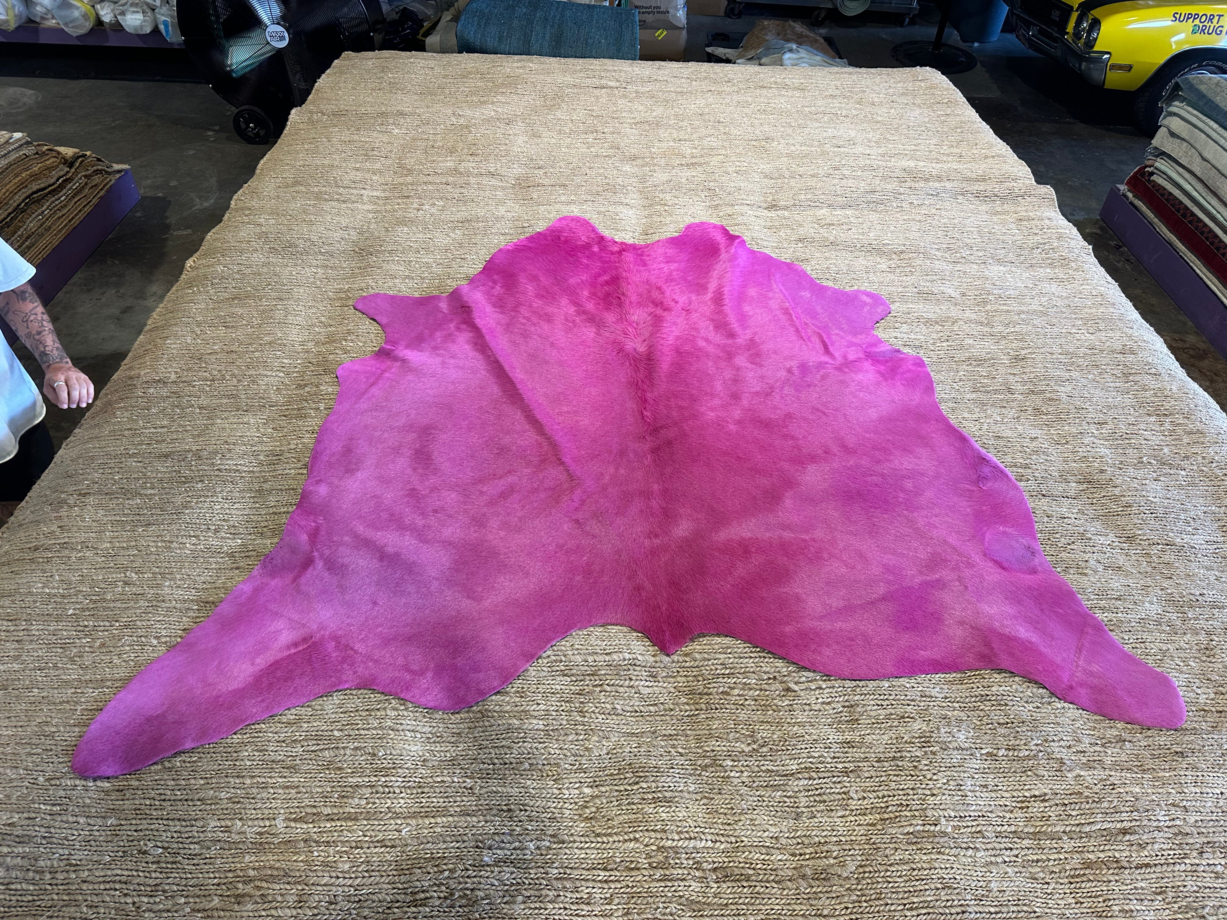 Pink Dyed Cowhide Rug 5.6x6.11