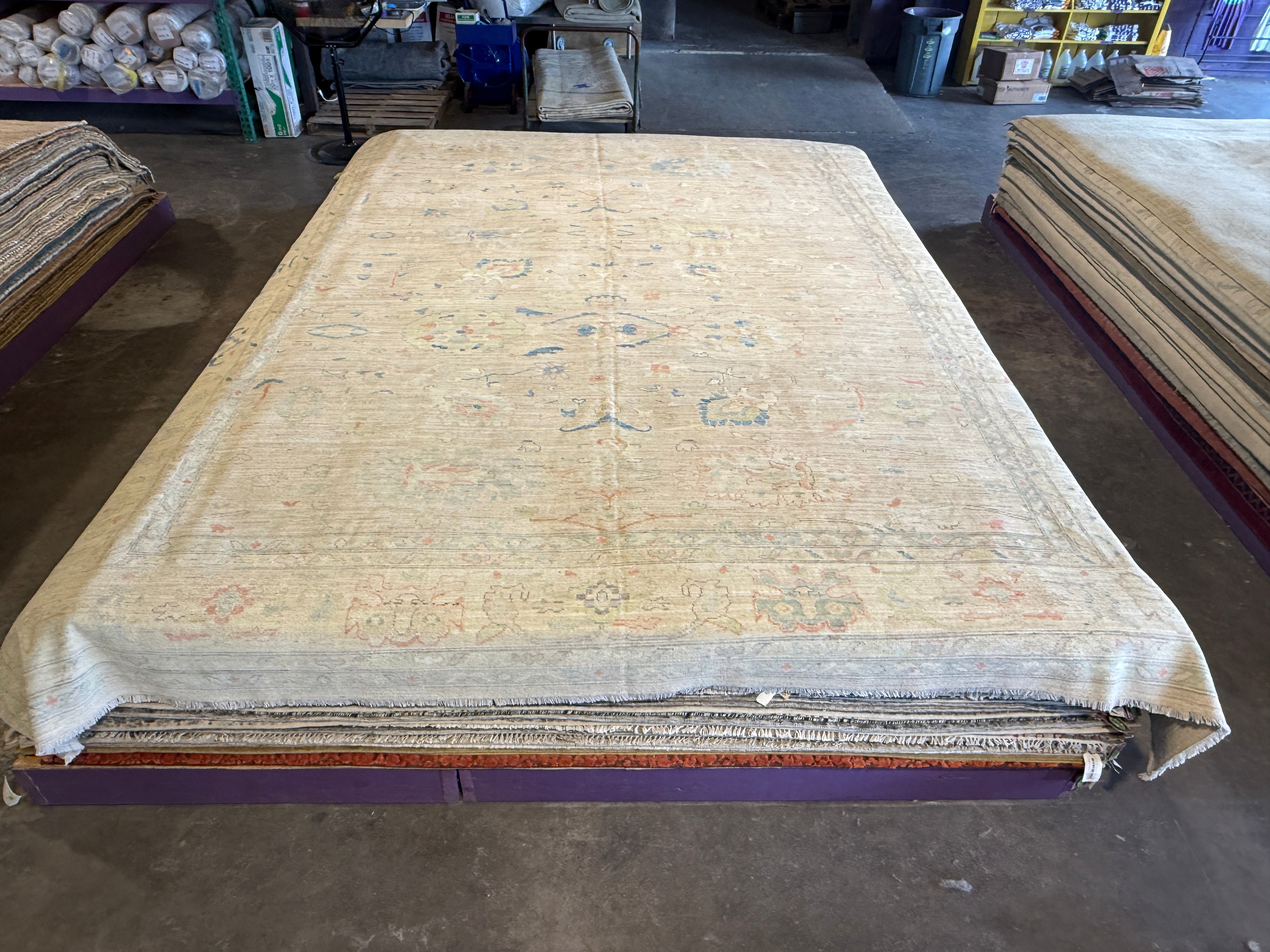 April Blair 12.2x18 COLOR Afghani Whitewashed Oushak