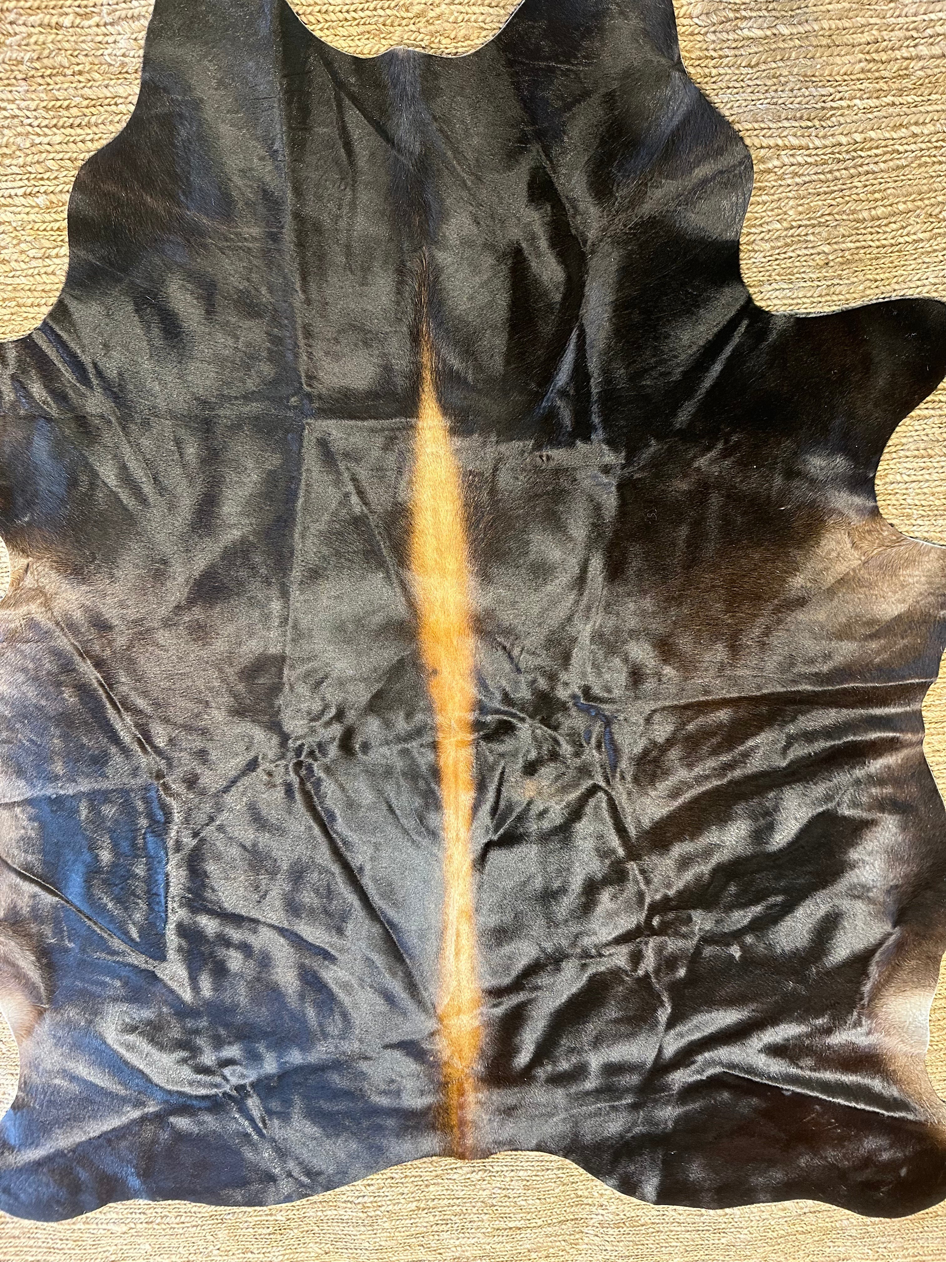 Dark Brown with Spine Cowhide Rug 5x6