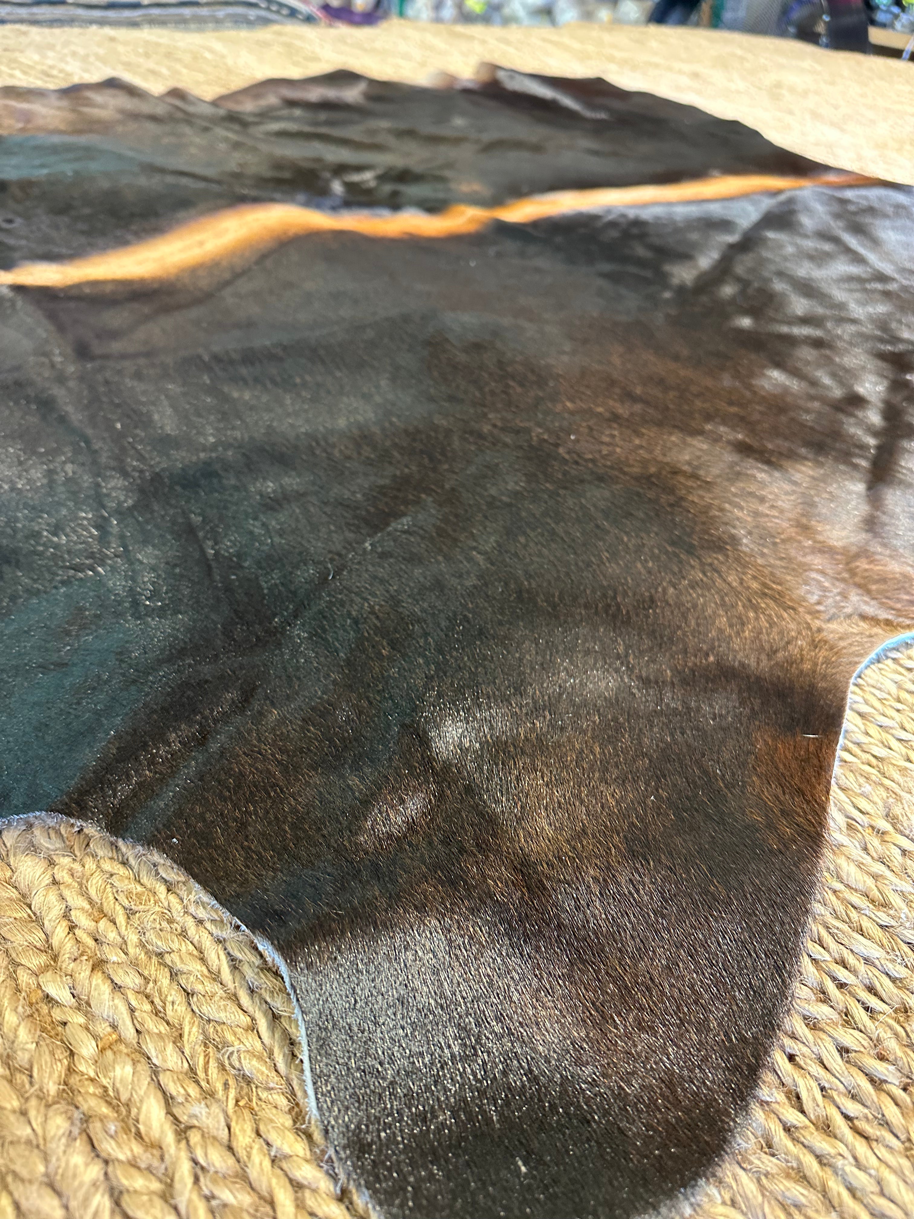 Dark Brown with Spine Cowhide Rug 5x6