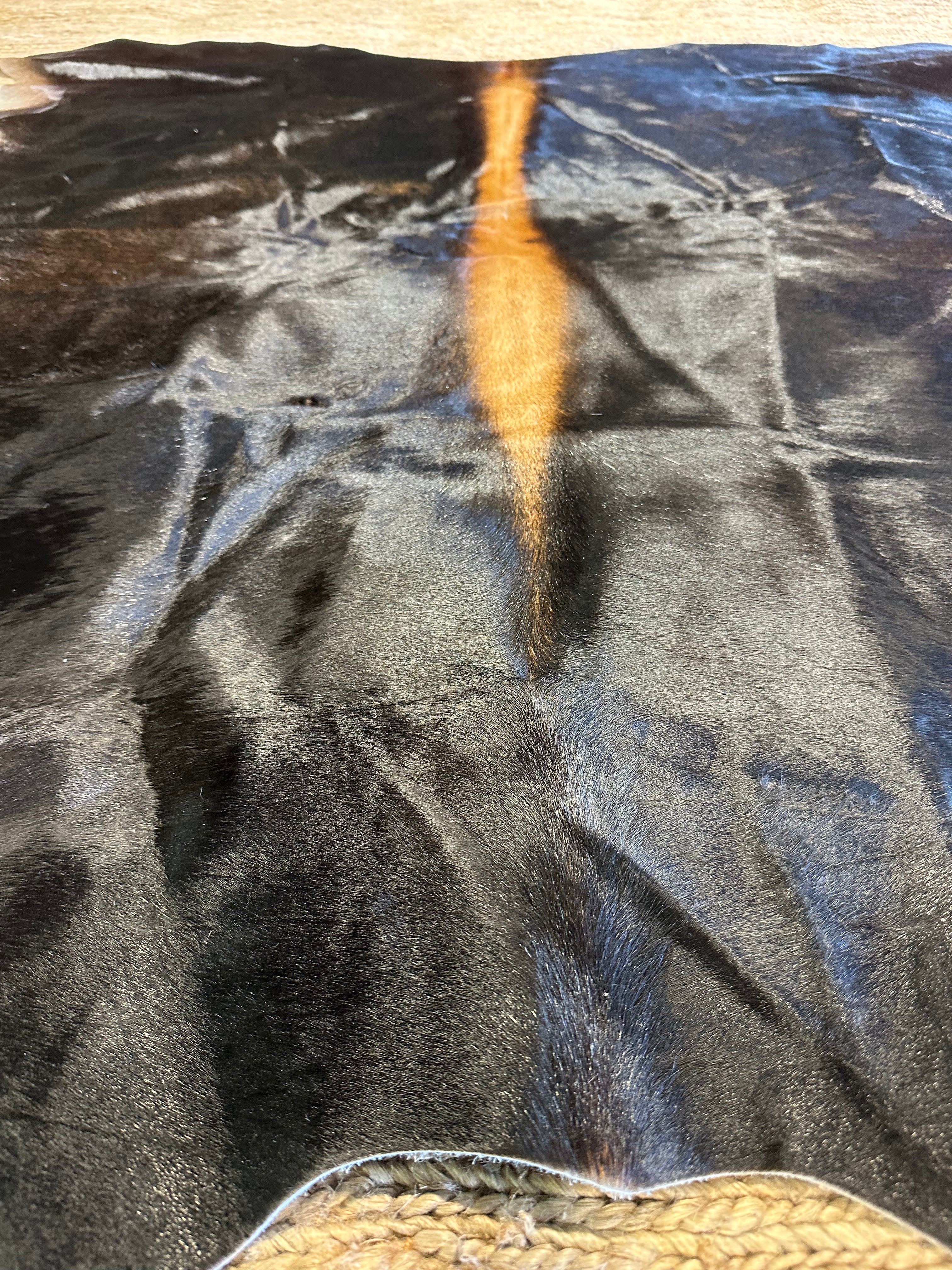 Dark Brown with Spine Cowhide Rug 5x6