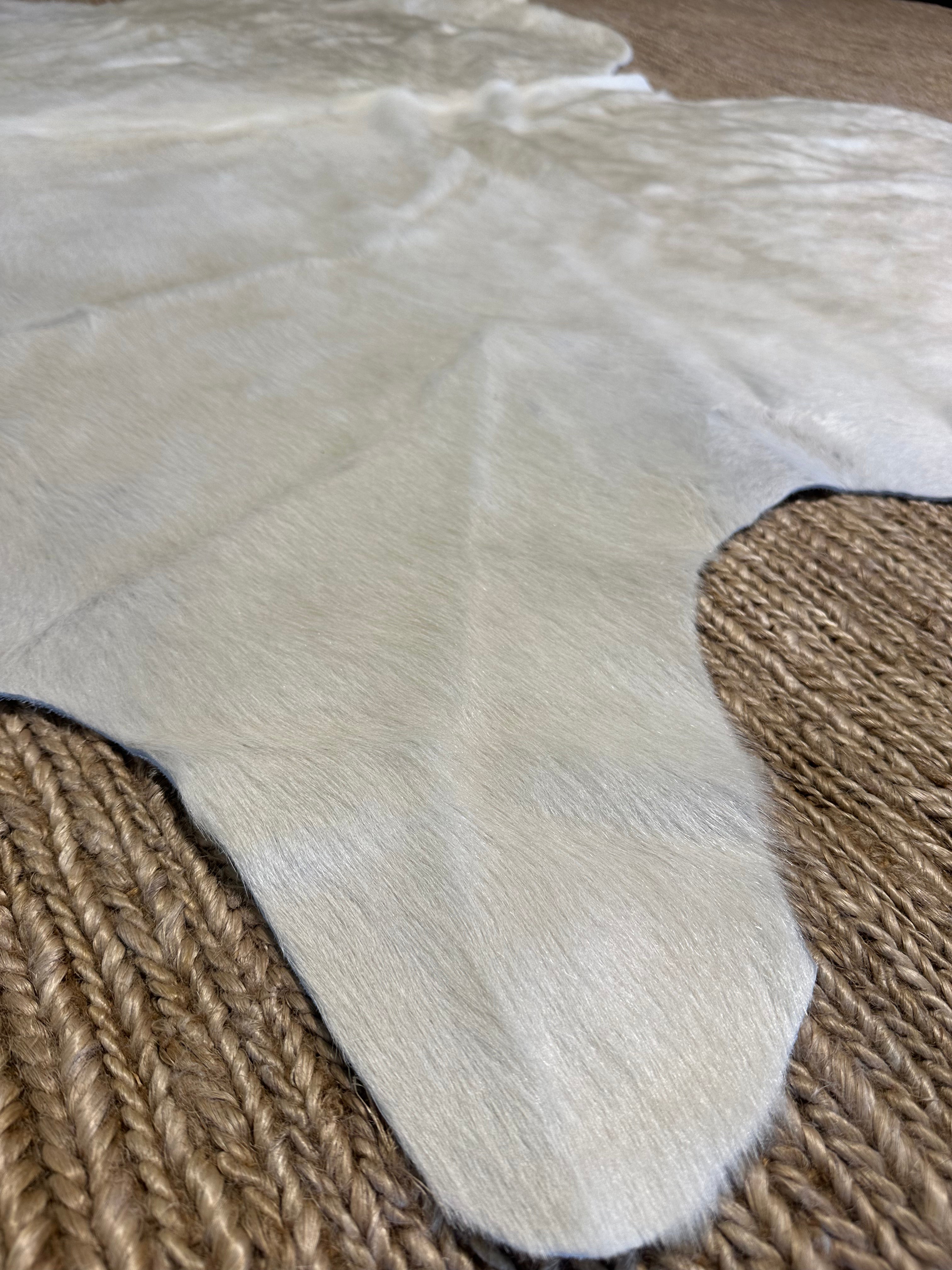 Solid Ivory 6x7.4 Cowhide Rug
