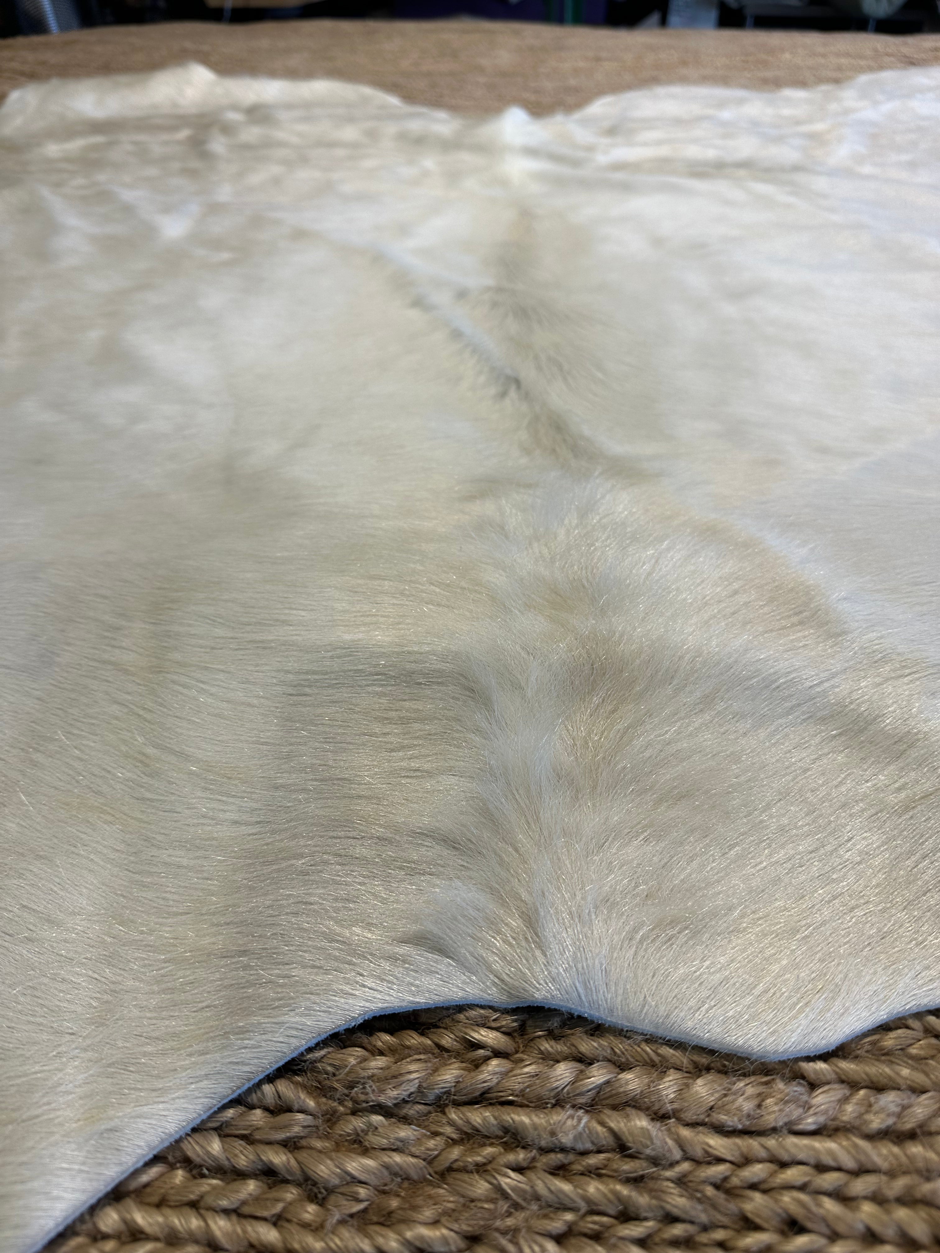 Solid Ivory 6x7.4 Cowhide Rug