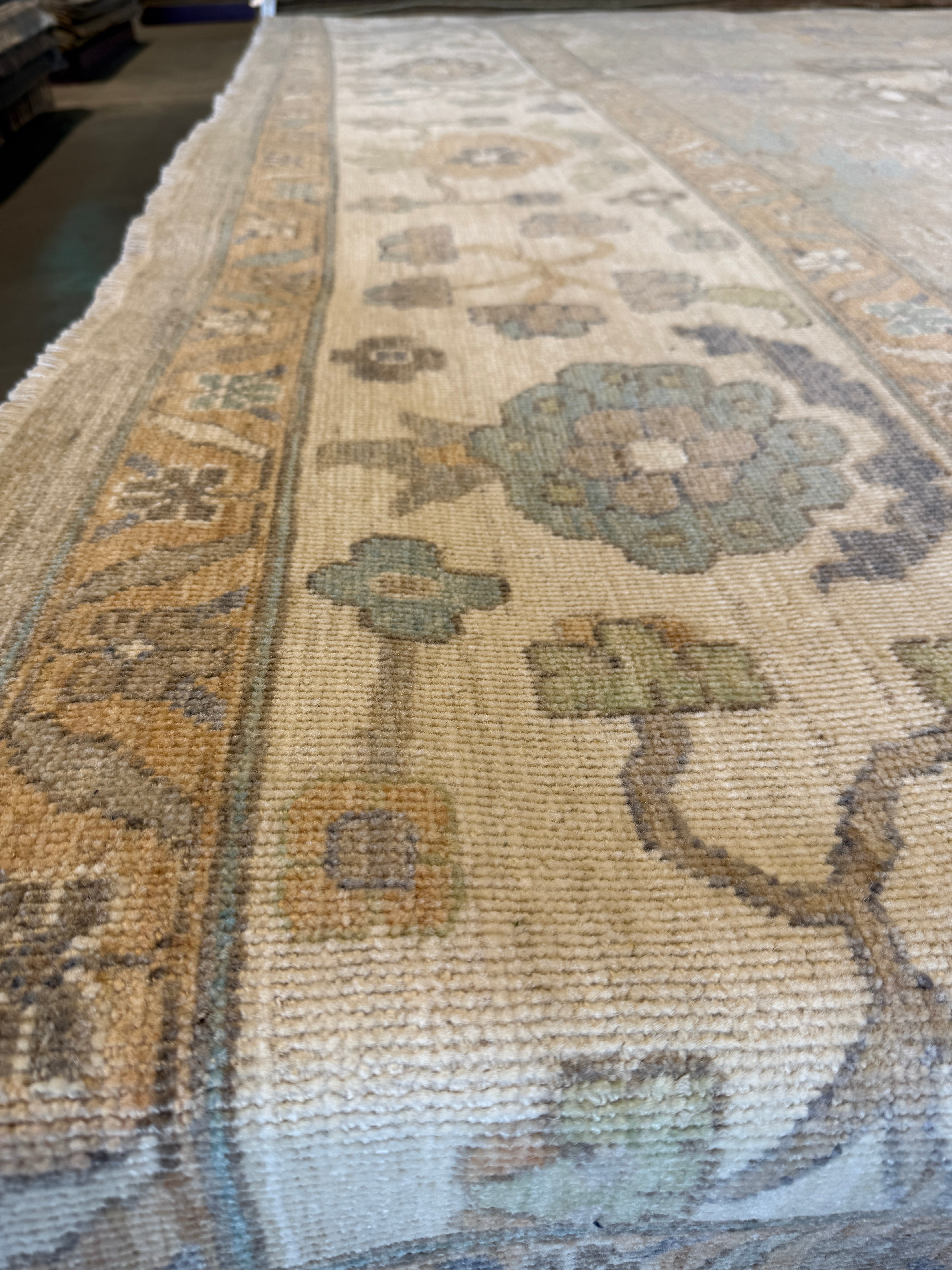 Martha Lawrie 11.7x14.8 Blue Afghani Whitewashed Oushak