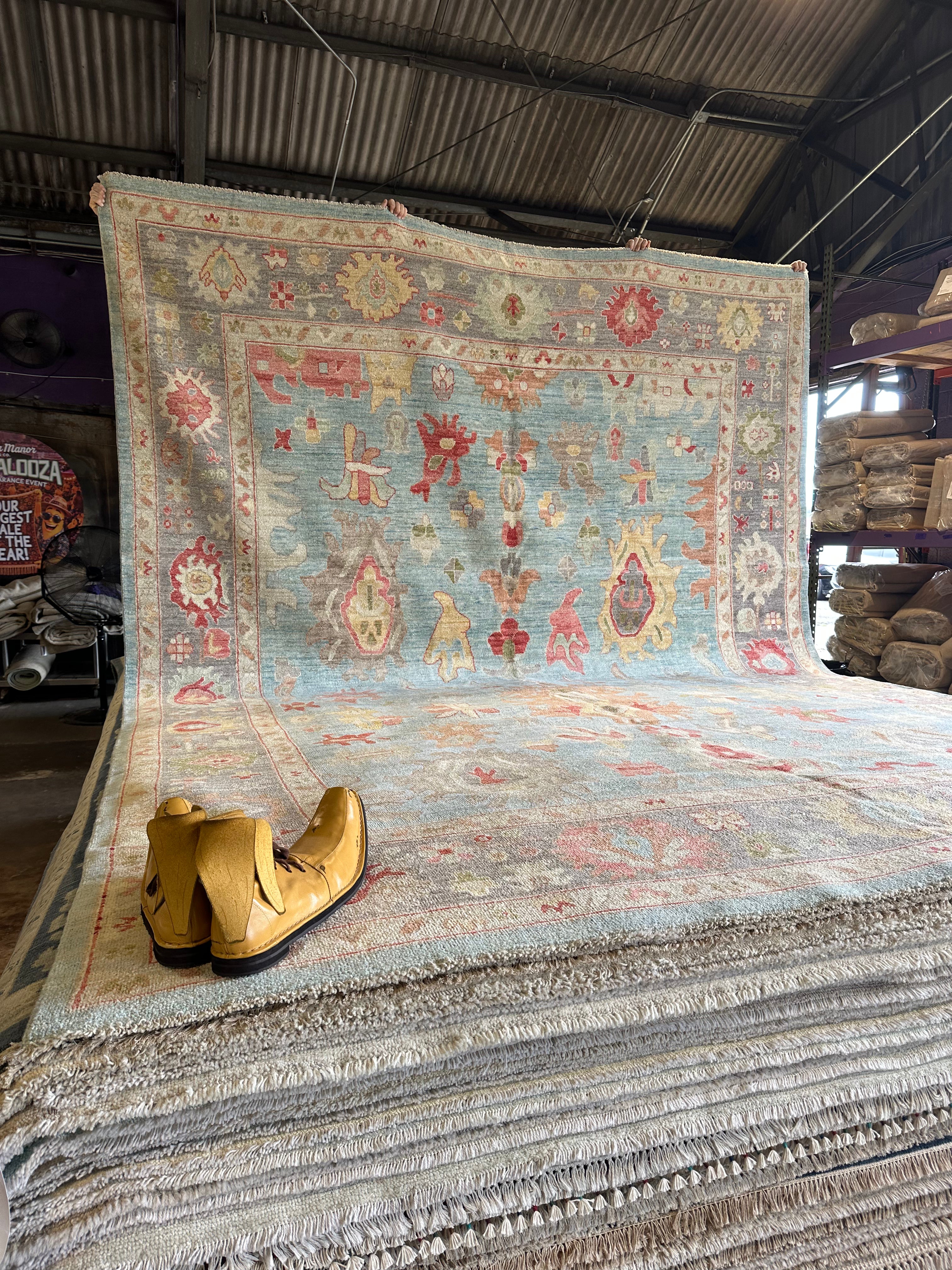 Jane Lewis 9.9x13.6 Afghani Whitewashed Oushak