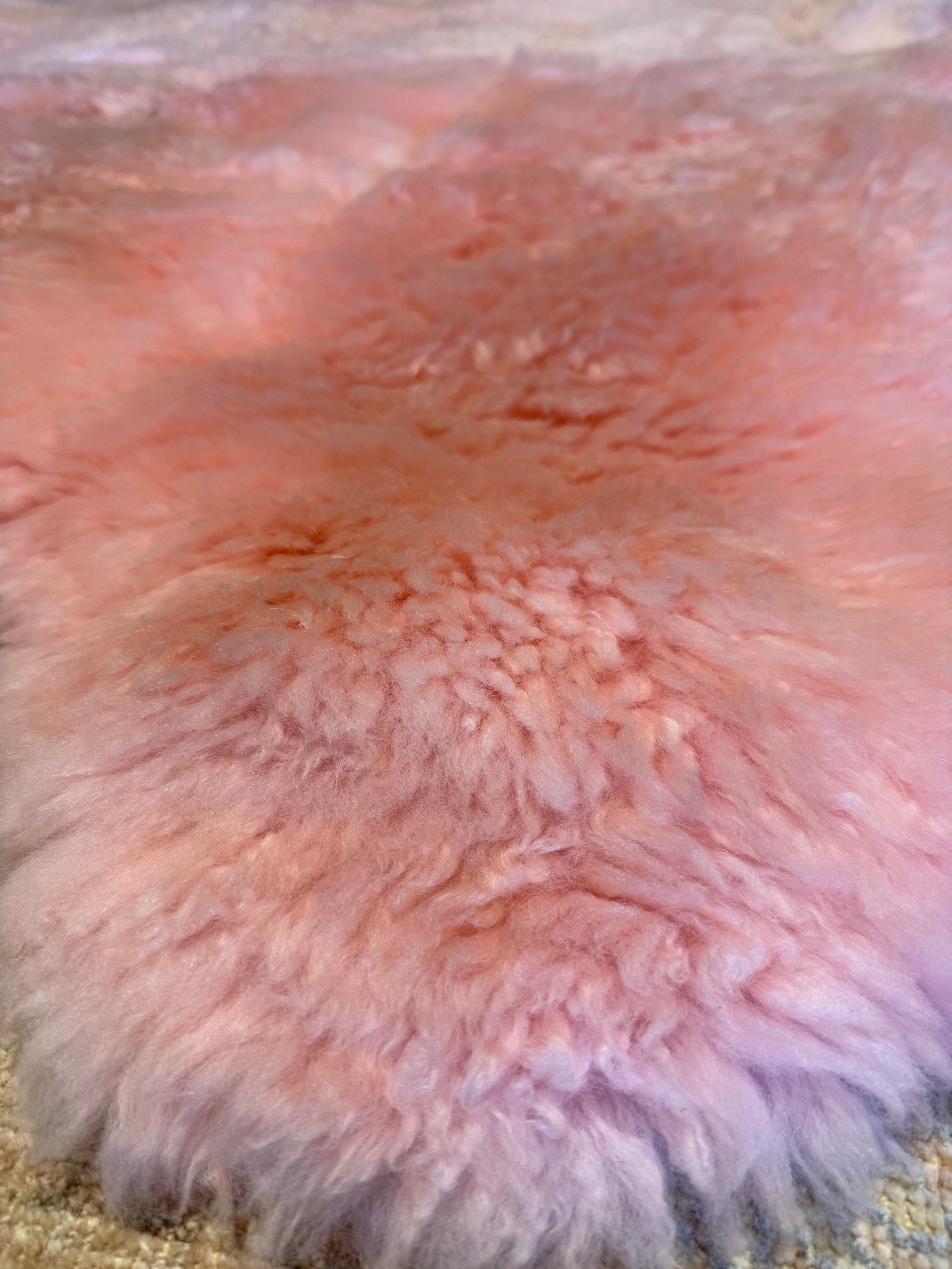 Six Pelt Light Pink Sheepskin Rug